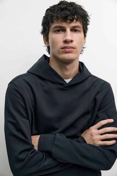 Suede sweatshirt with hood, total-look co-ord — NAVY BLUE 8