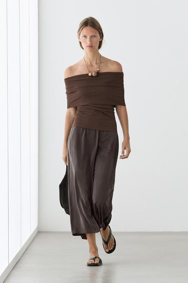100% silk straight midi skirt — DARK GREY 1