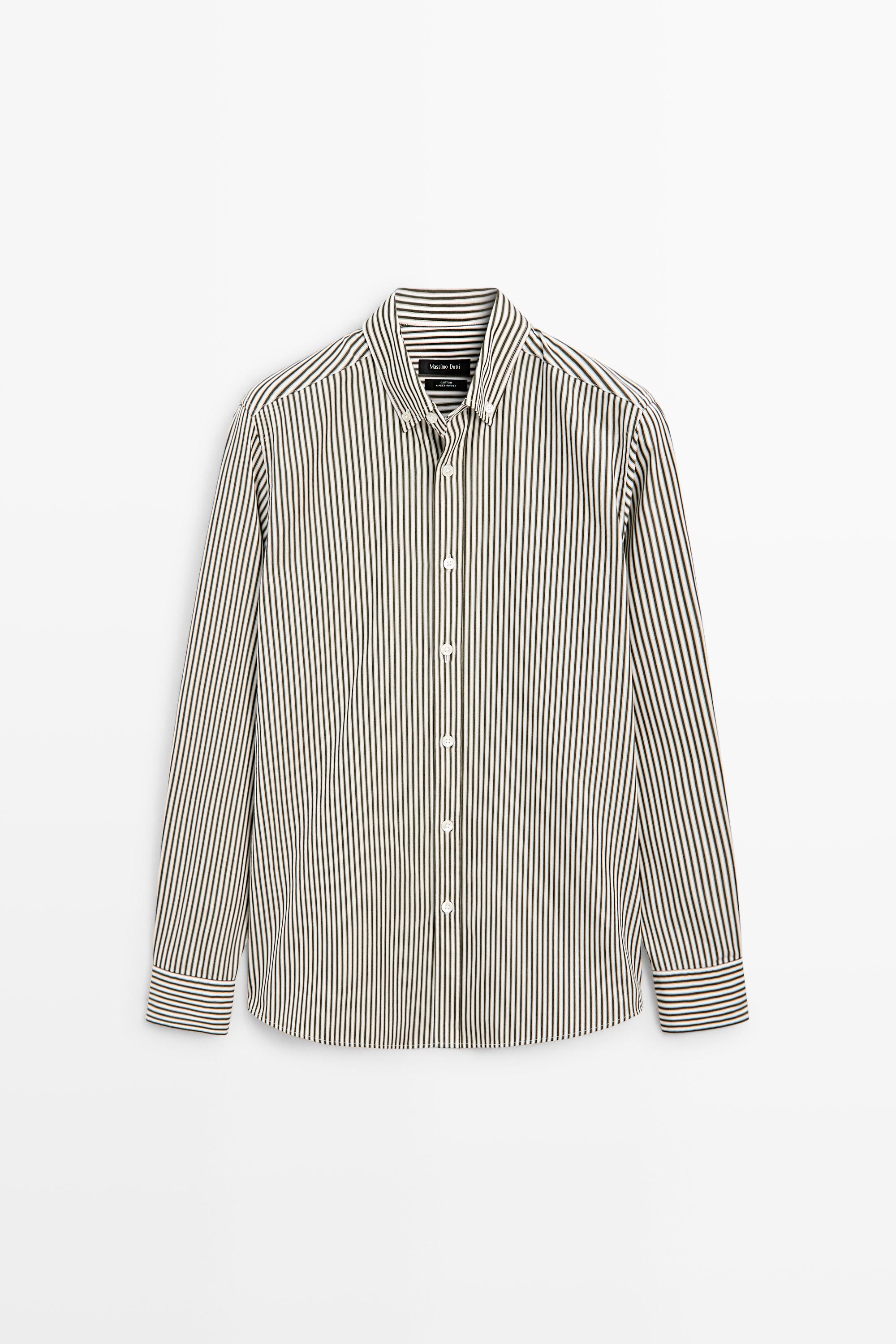 Camisa popelín regular fit estampado rayas