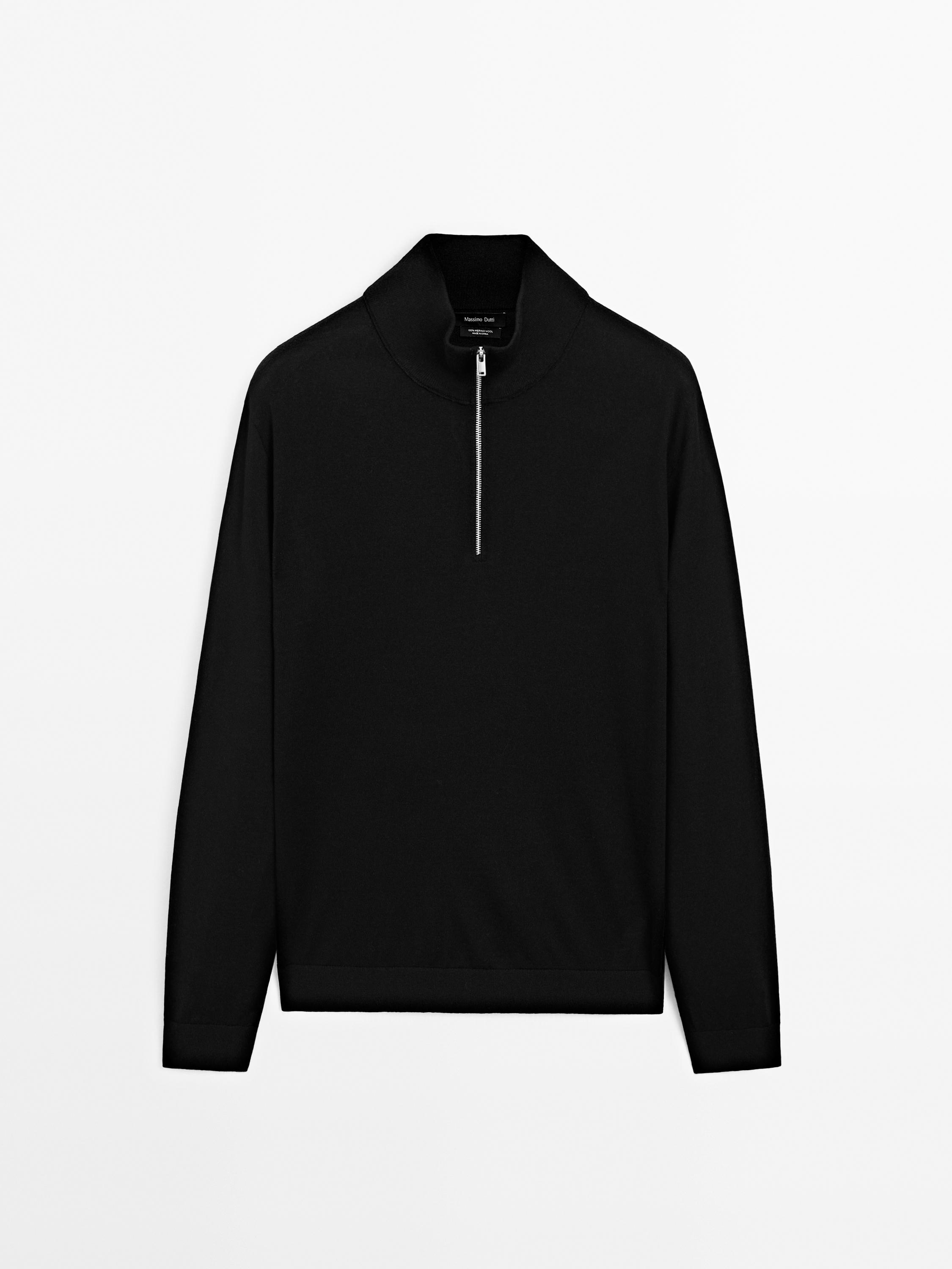Knitted pullover with zip neck