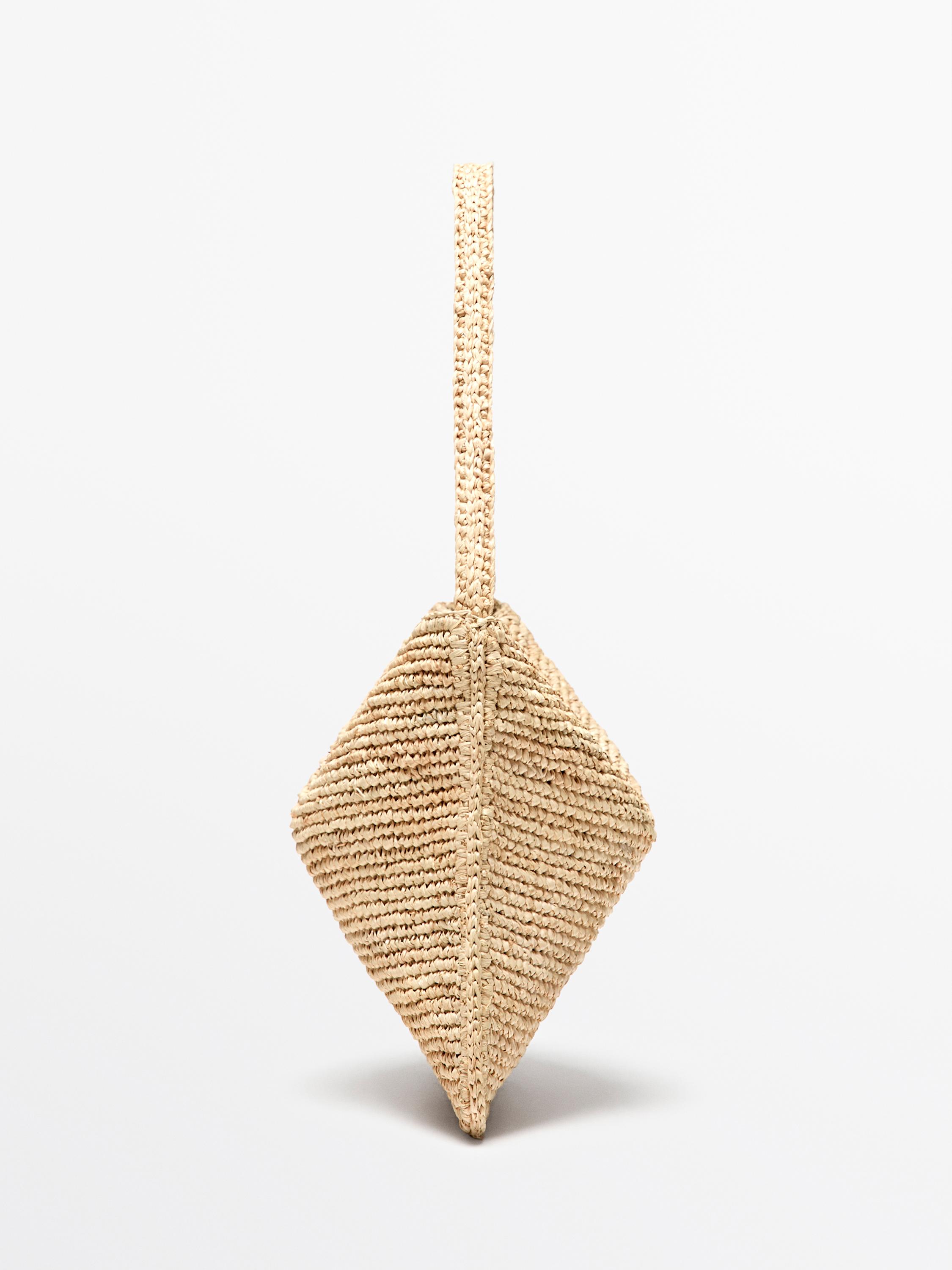 Small raffia shoulder bag — BEIGE