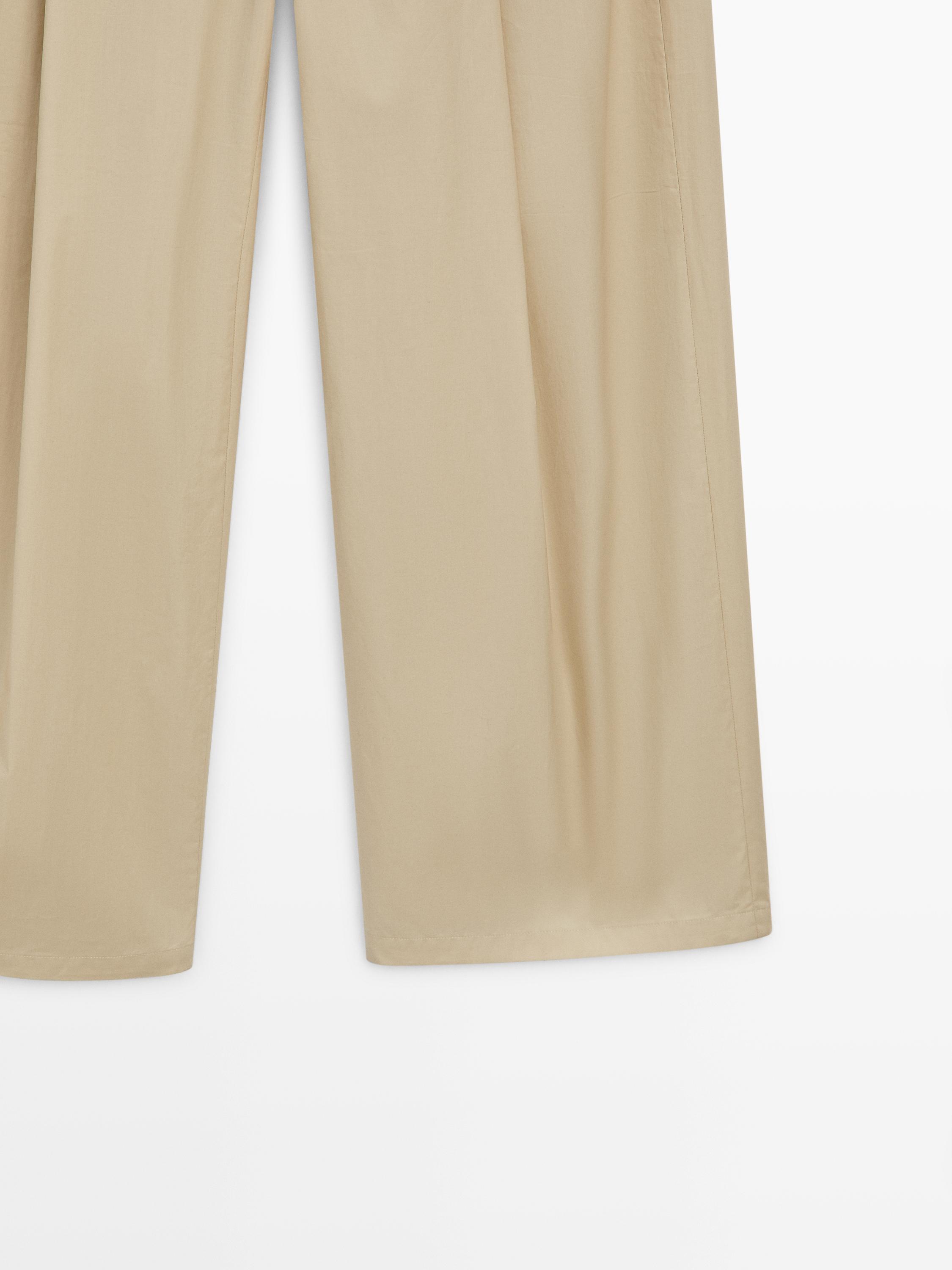 Wide-leg cotton trousers — SAND