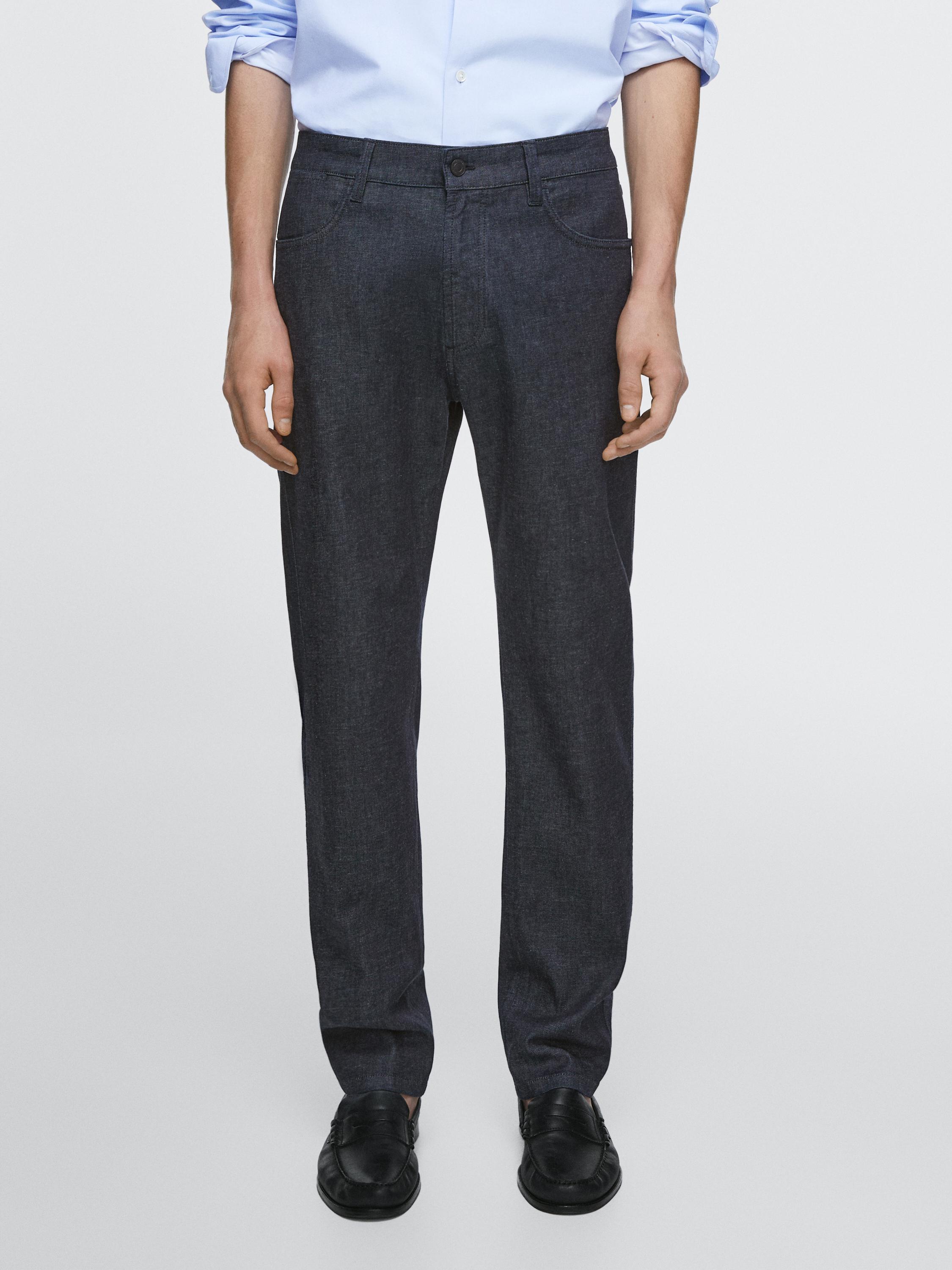 Lightweight slim-fit rinse wash jeans — DEEP BLUE