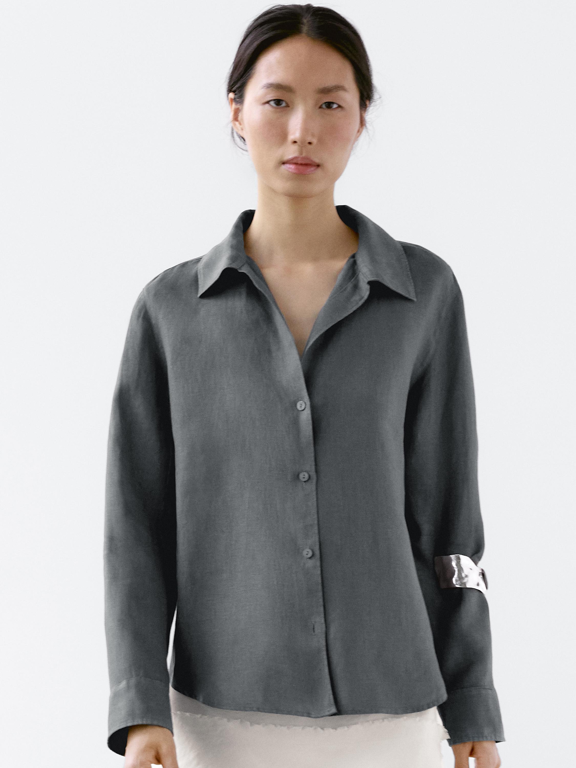 Open collar shirt 100% linen