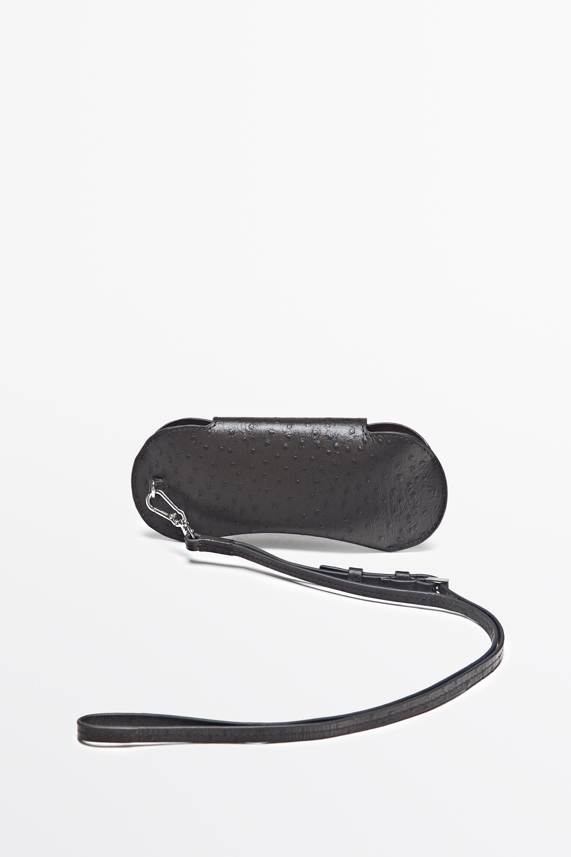 Textured nappa leather glasses case — BROWN