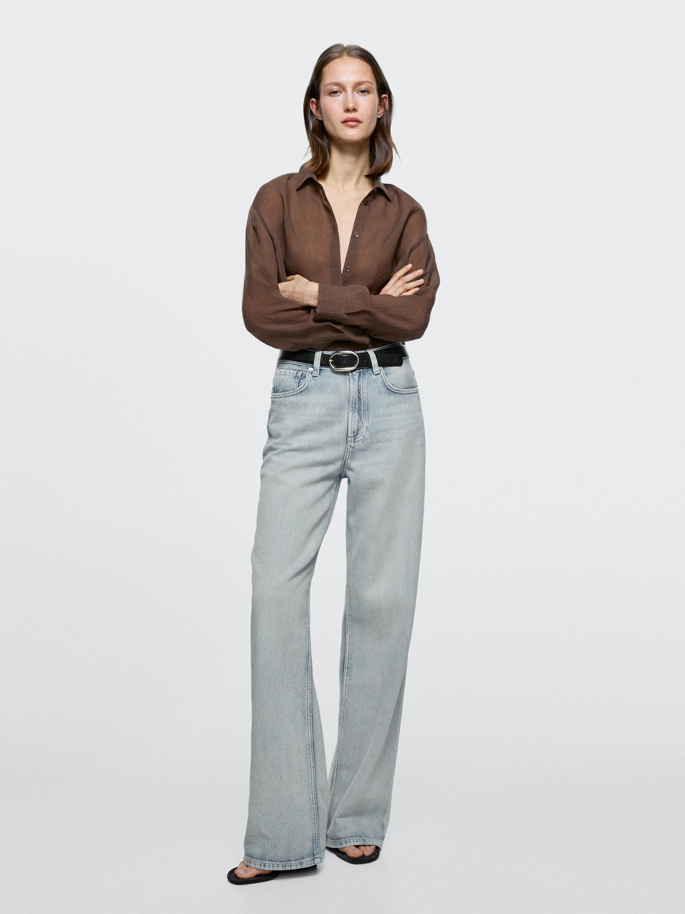 High-waist wide-leg jeans — Light Blue