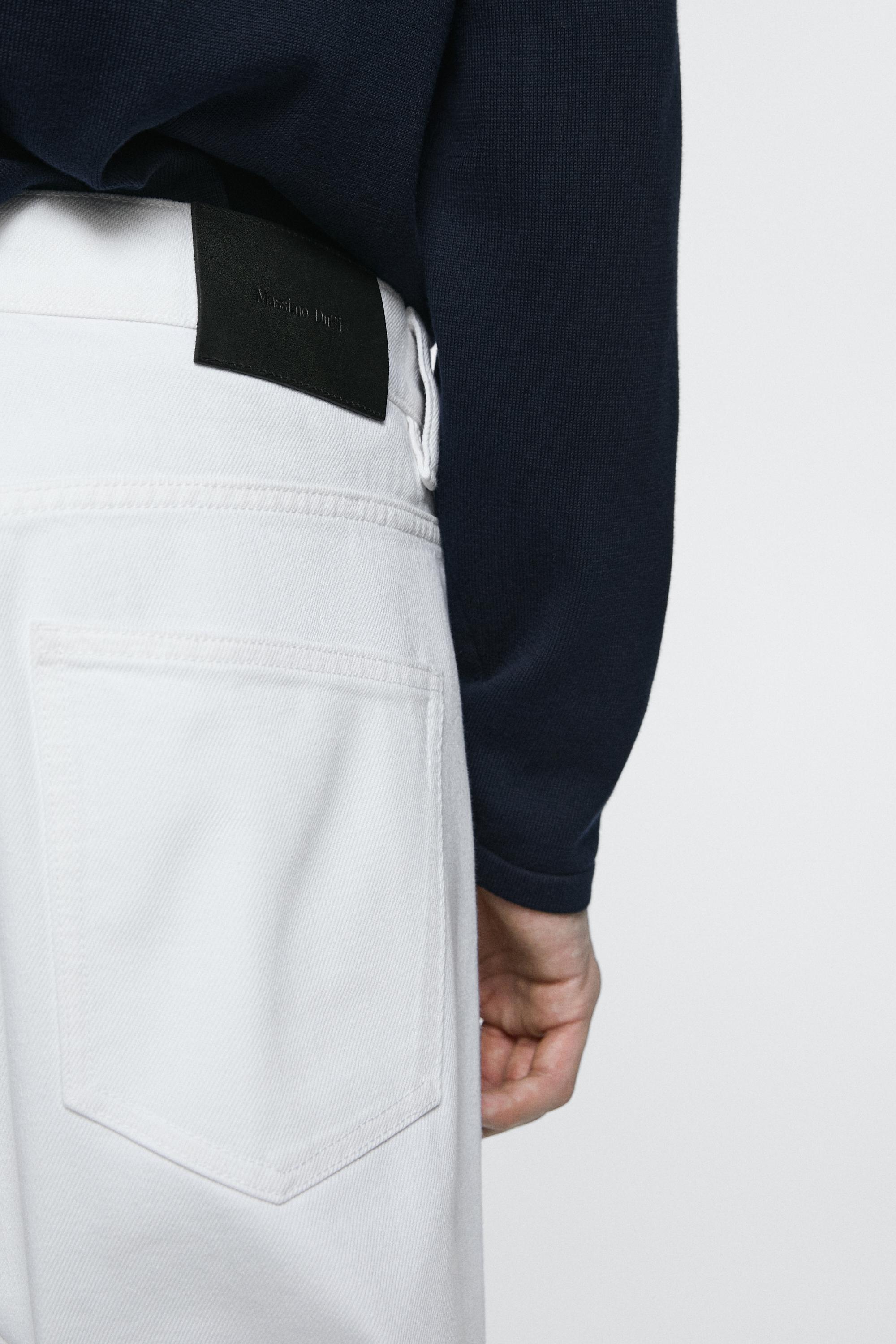 Straight-leg denim-effect pants — WHITE