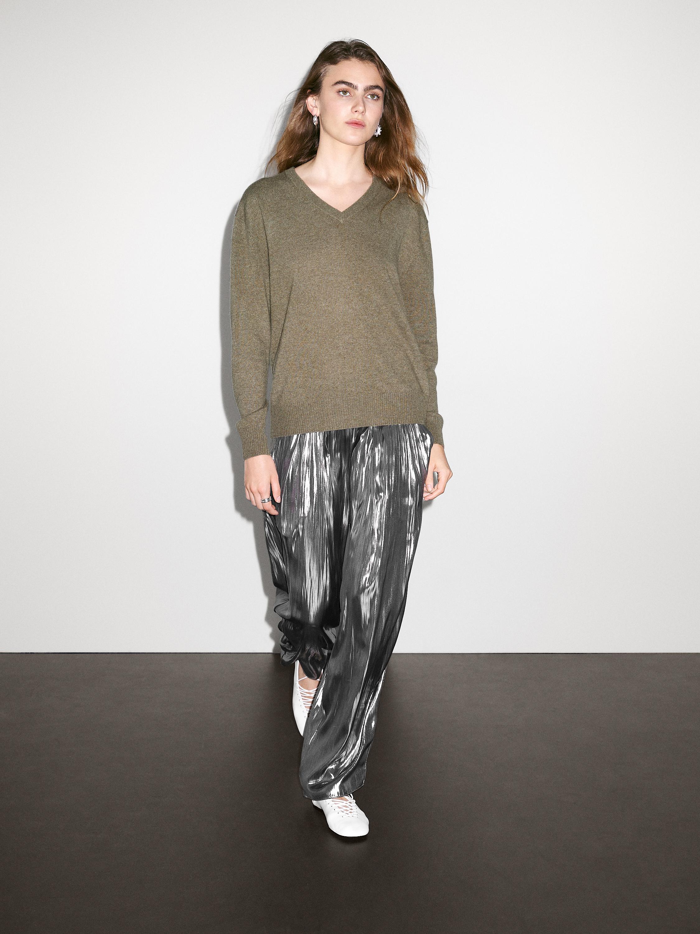 Jersey punto cuello pico 100% cashmere