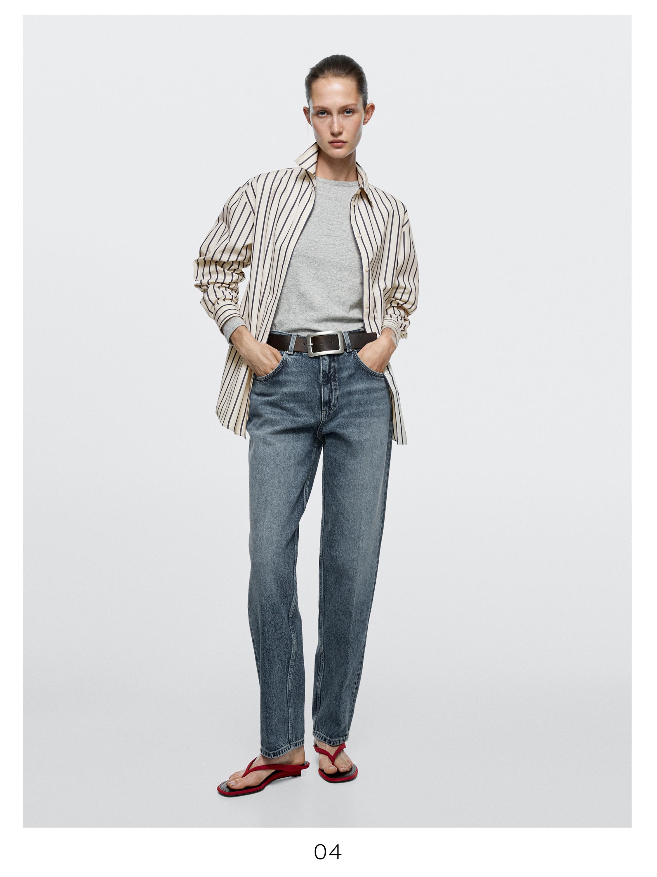 High-waist relaxed fit barrel jeans — MEDIUM BLUE