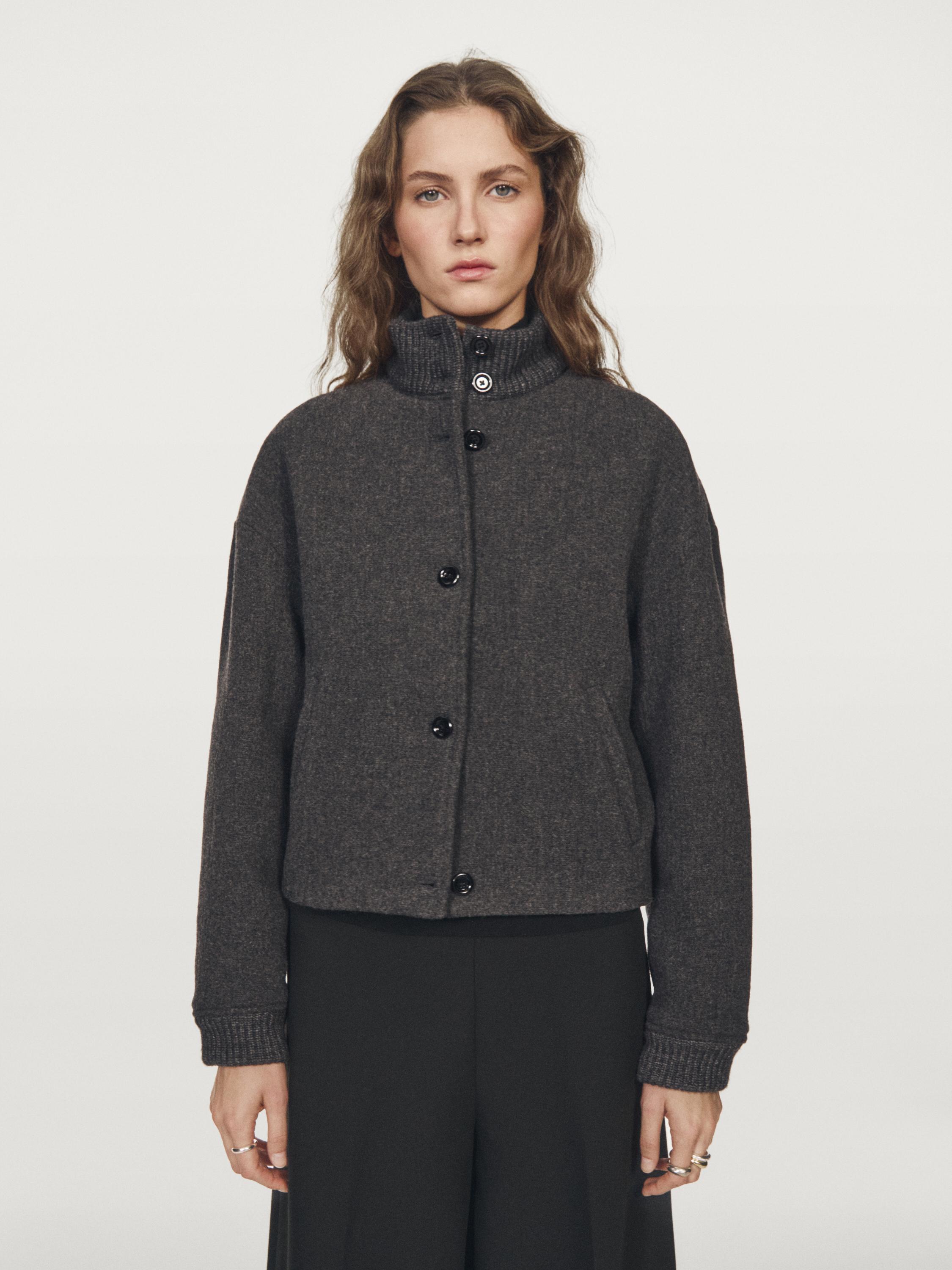 Wool blend bomber jacket