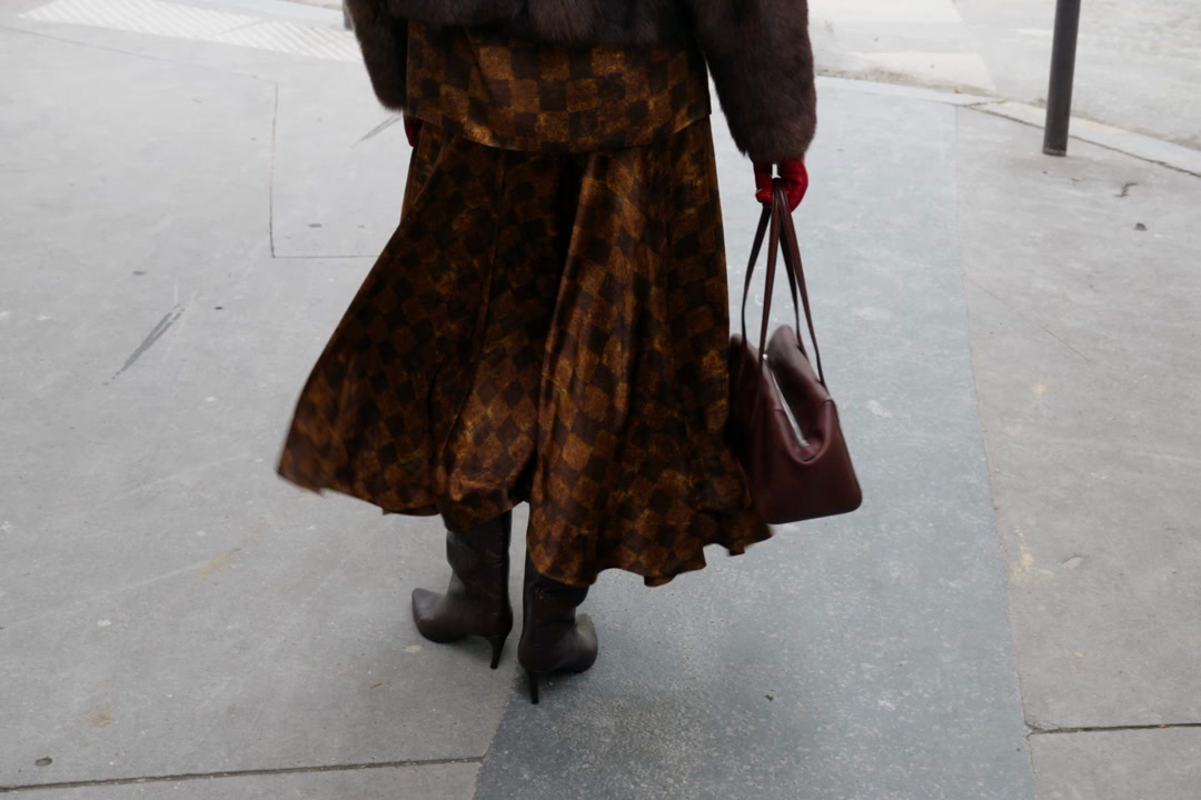 Chequered print midi skirt