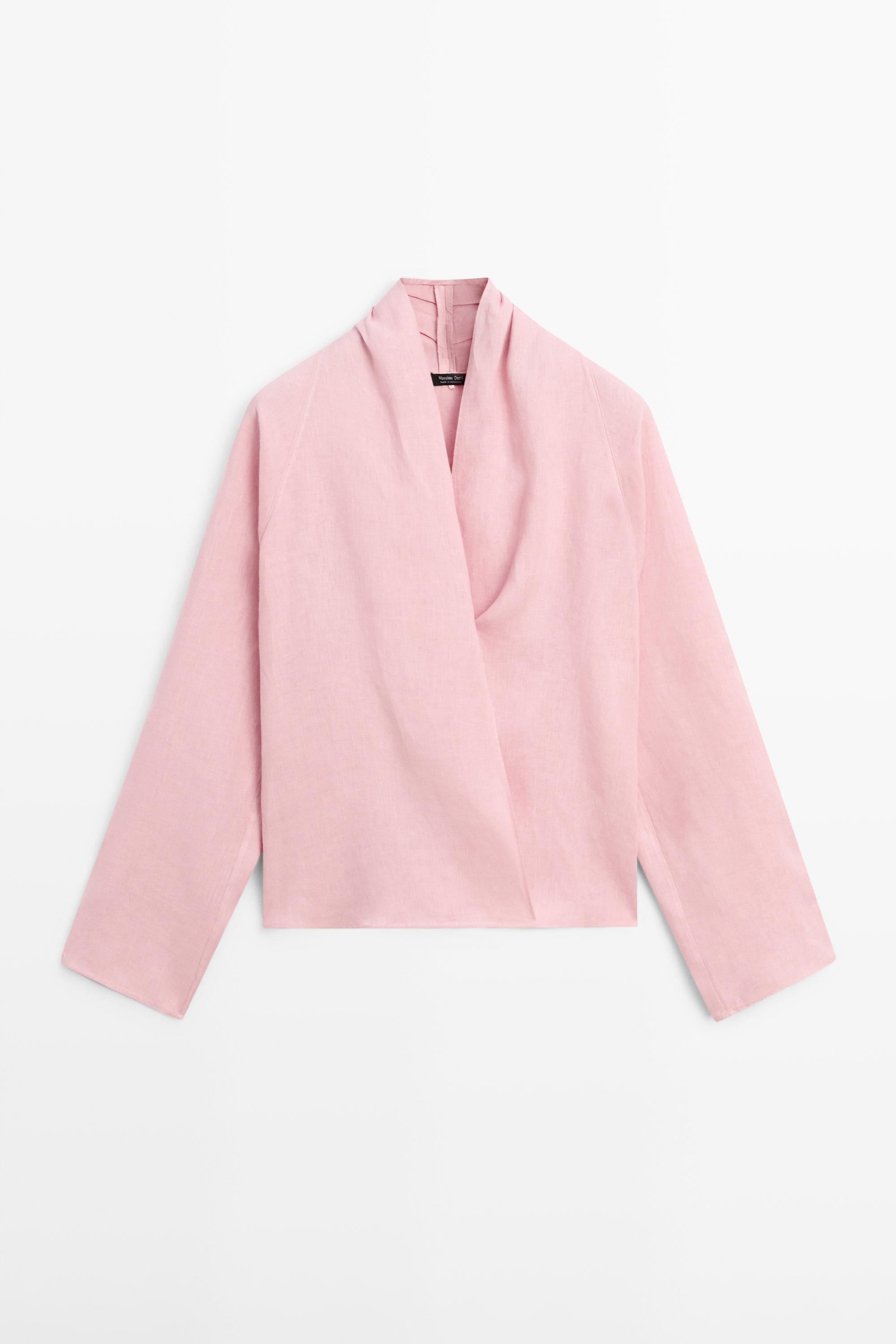 Blouse fluide croisée ample en lin