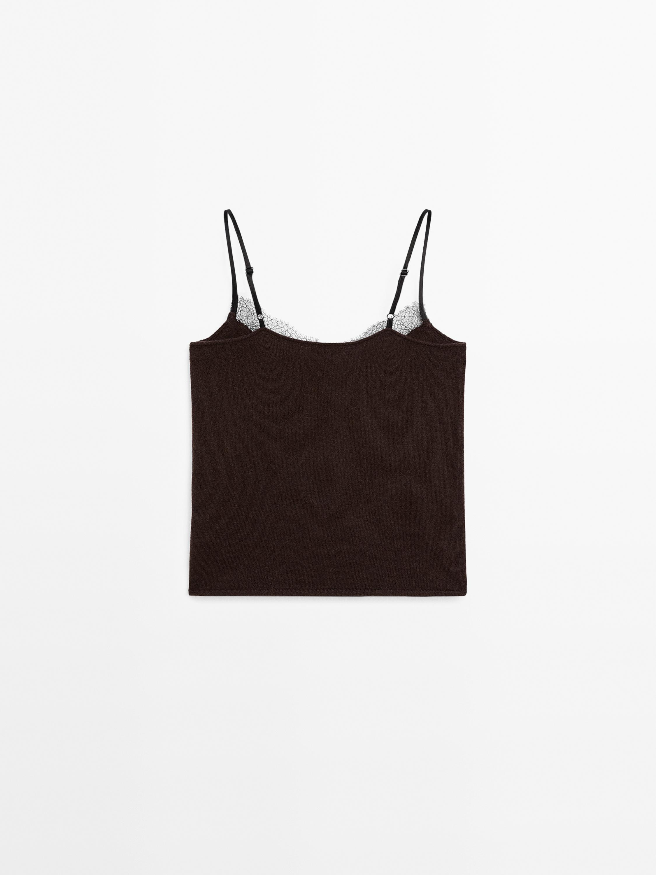 Lace-trimmed camisole top