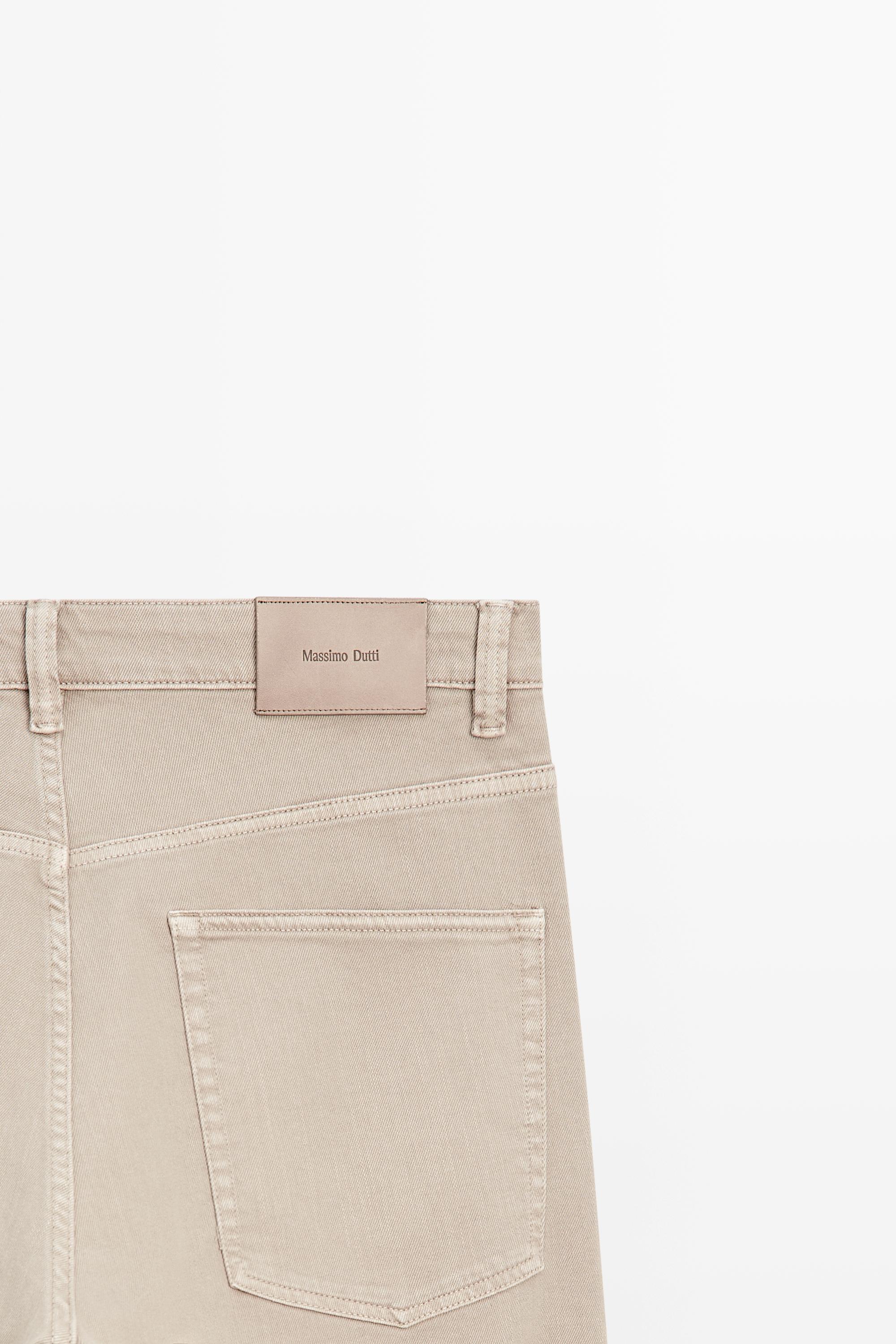 Lightweight tapered fit denim-effect trousers — MINK