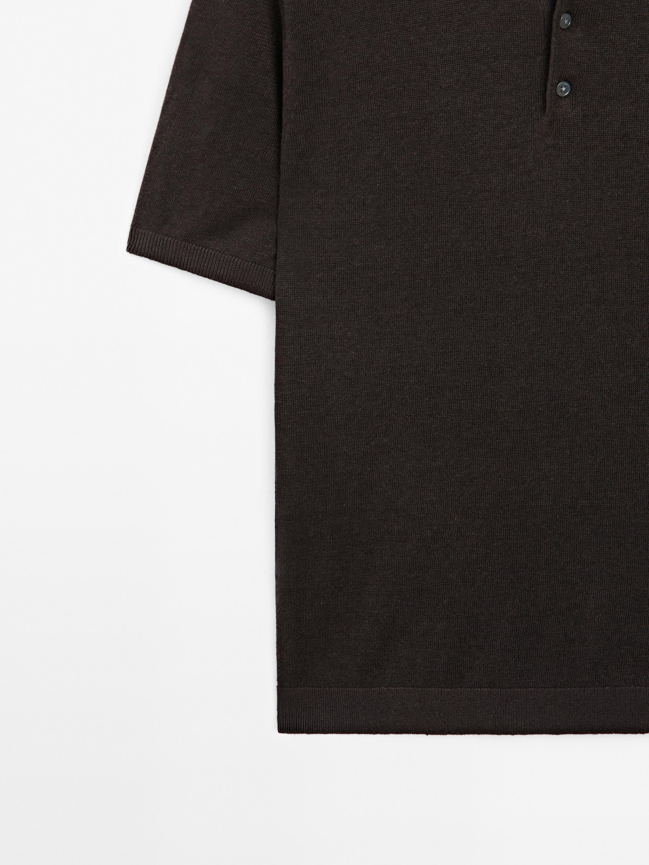 100% linen knit polo shirt