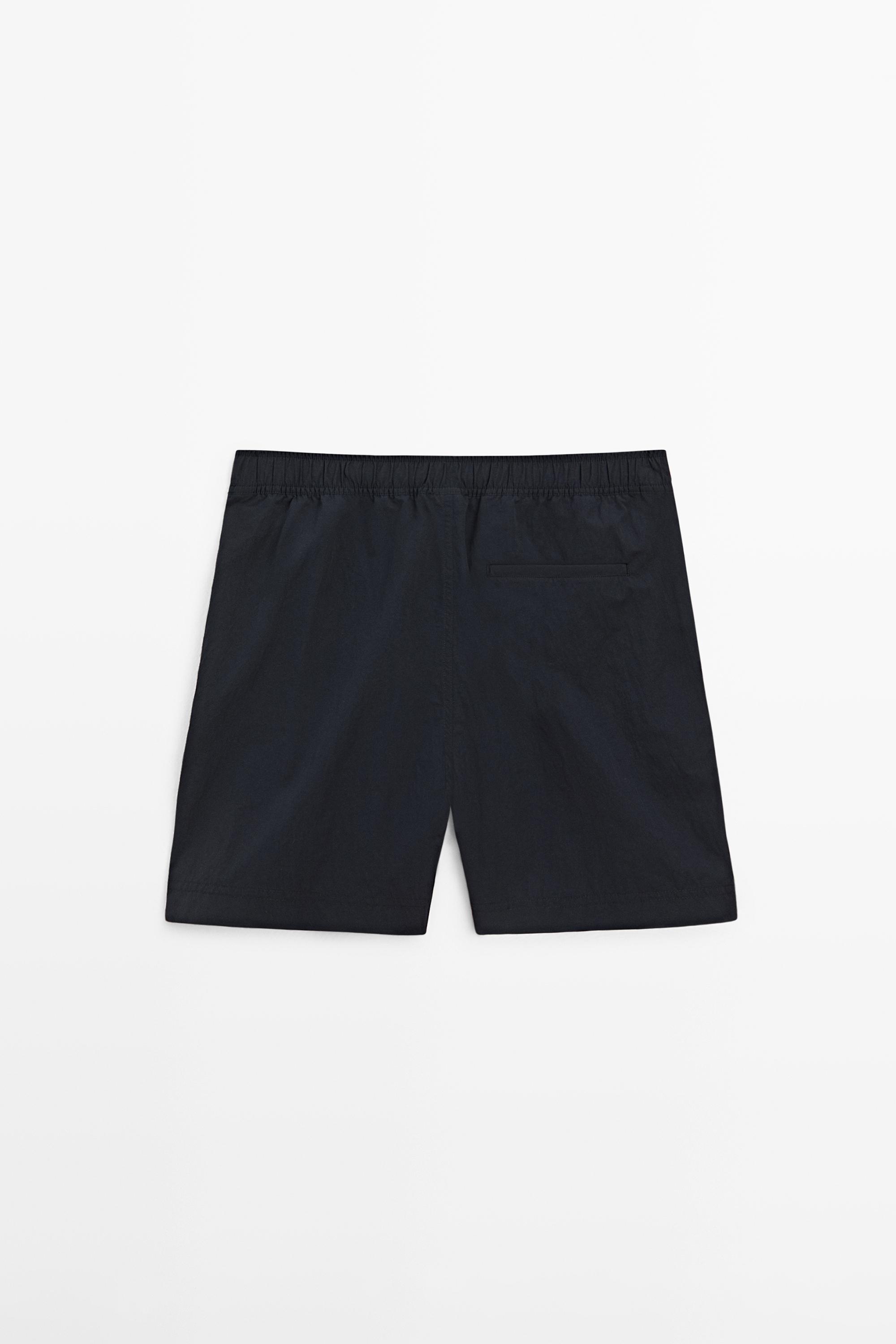 Plain swimming trunks with waist detail — NAVY BLUE