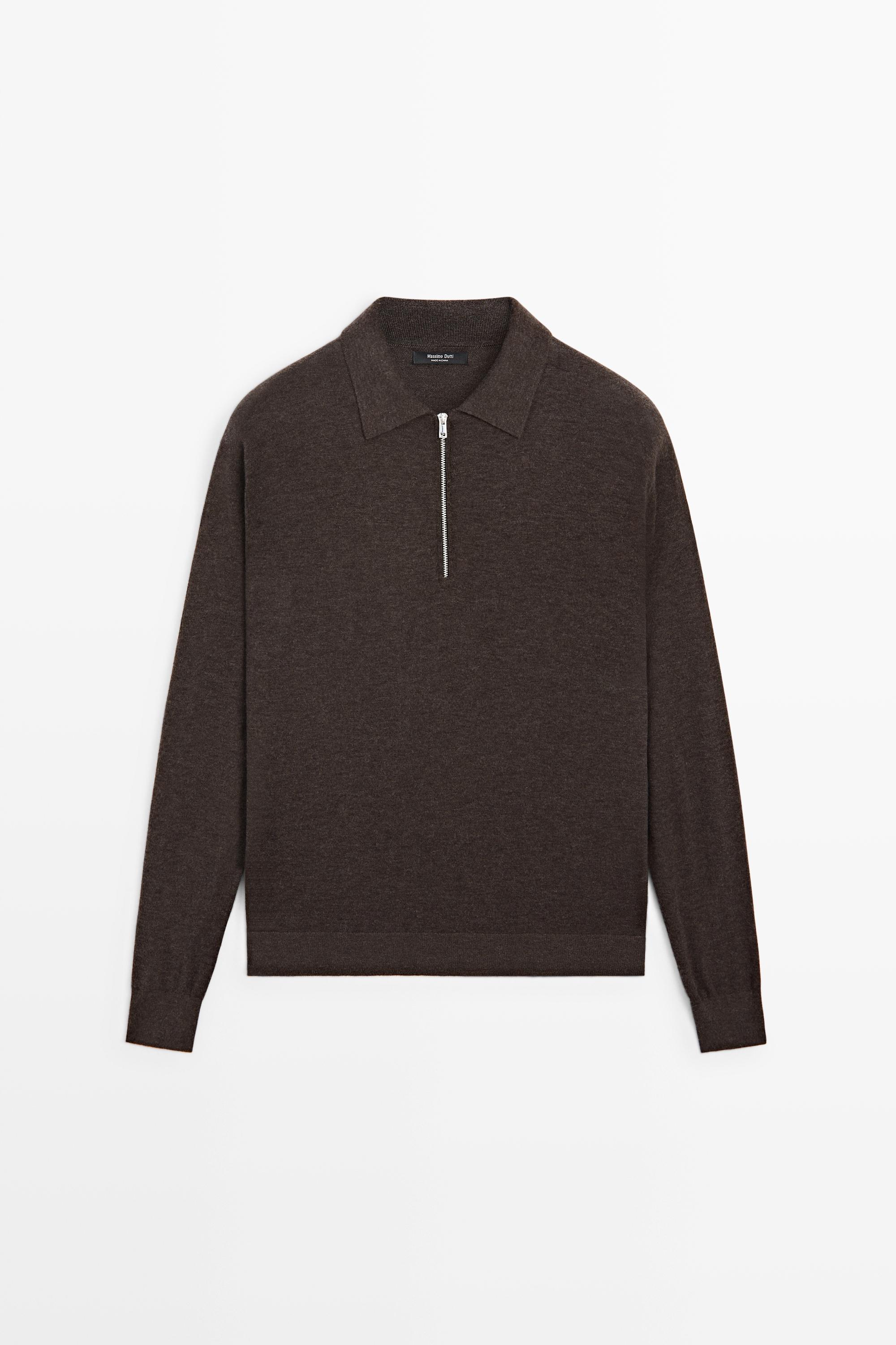 Pull en maille à col zippé et laine