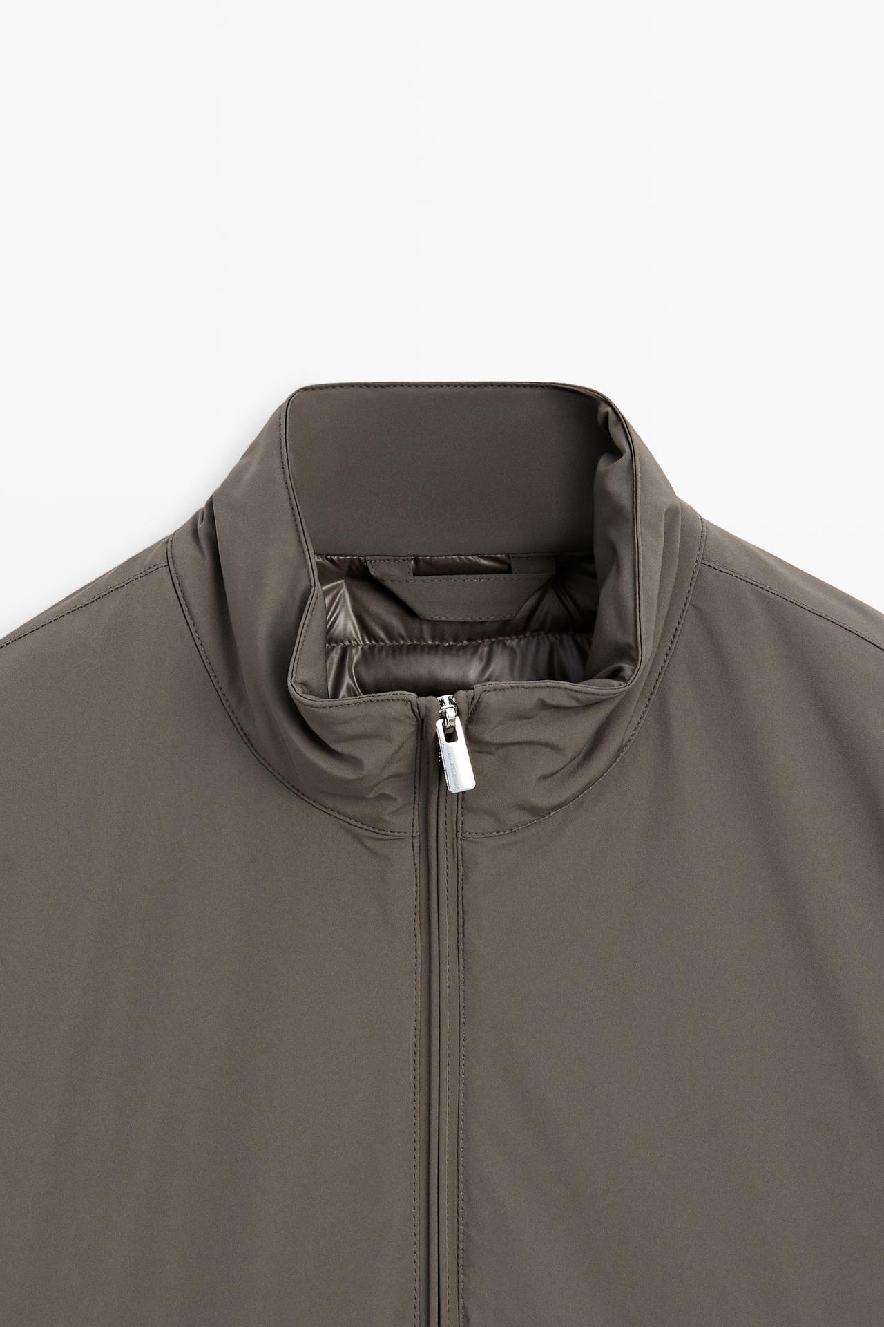 Lightweight quilted down bomber jacket — KHAKI