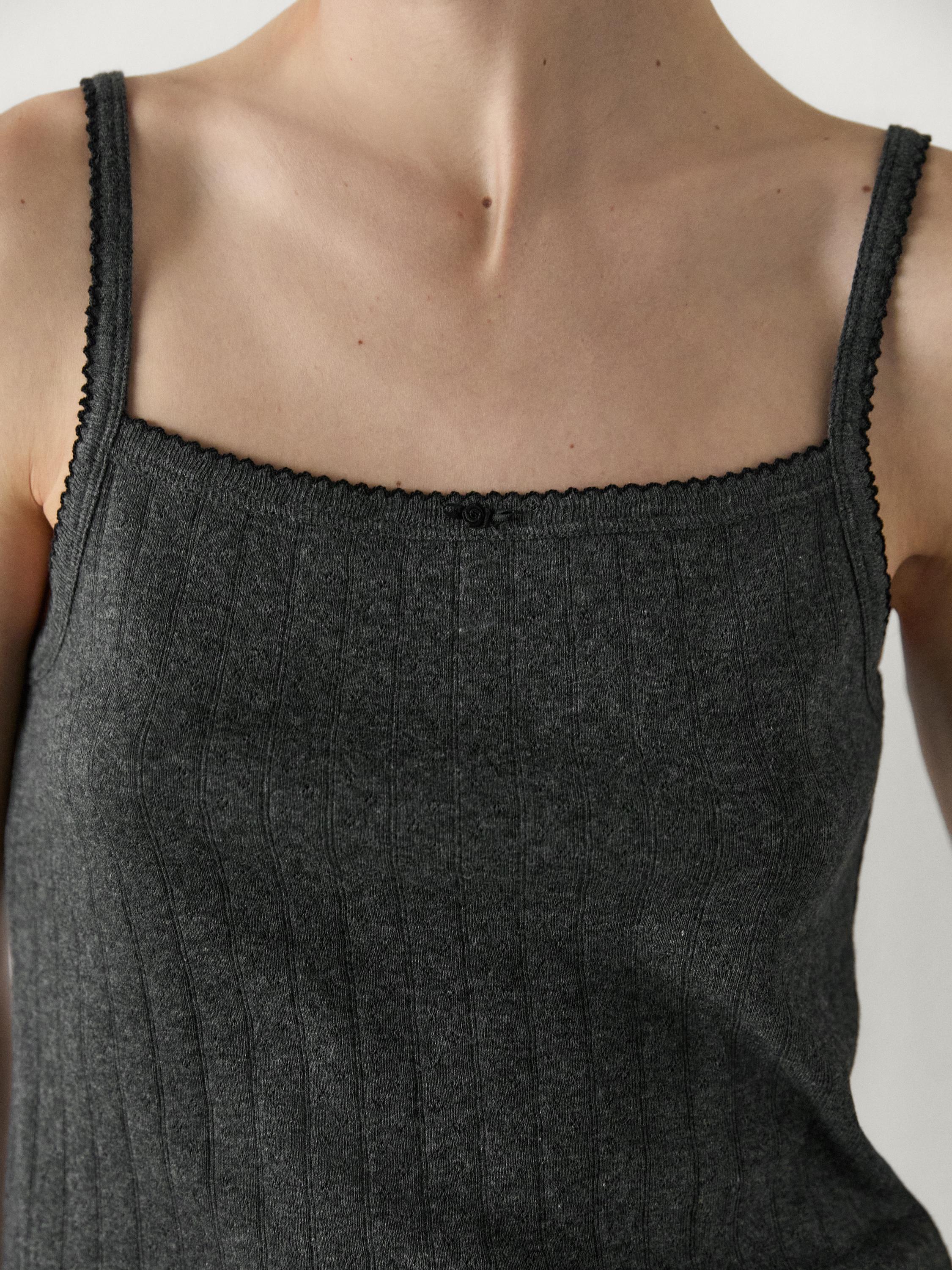 Pointelle top with bow detail