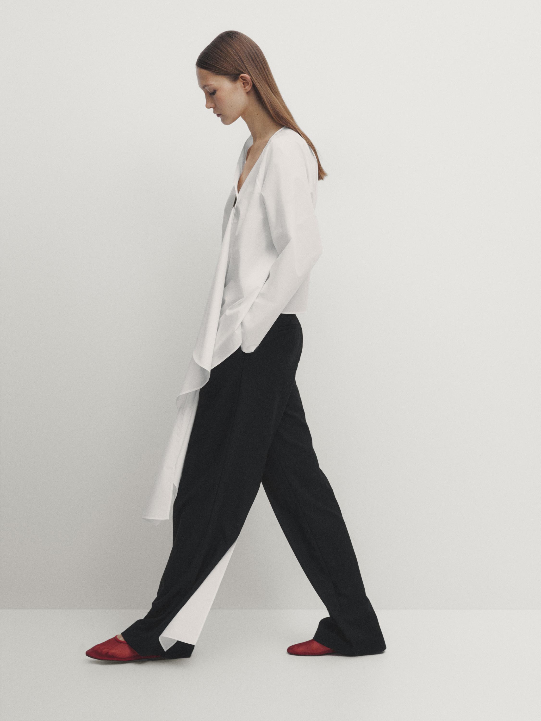 Chemise en popeline avec nœud croisé