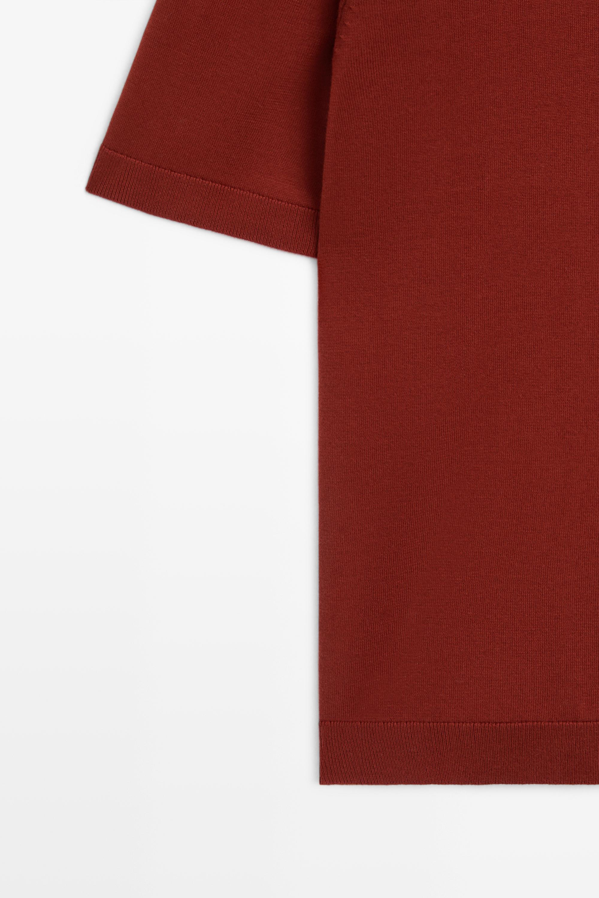 100% cotton V-neck knit polo — COPPER