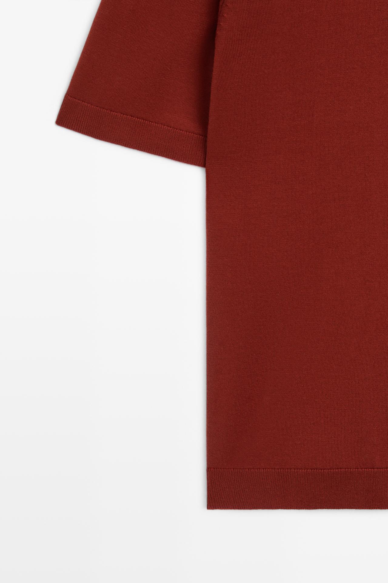 100% cotton V-neck knit polo — COPPER