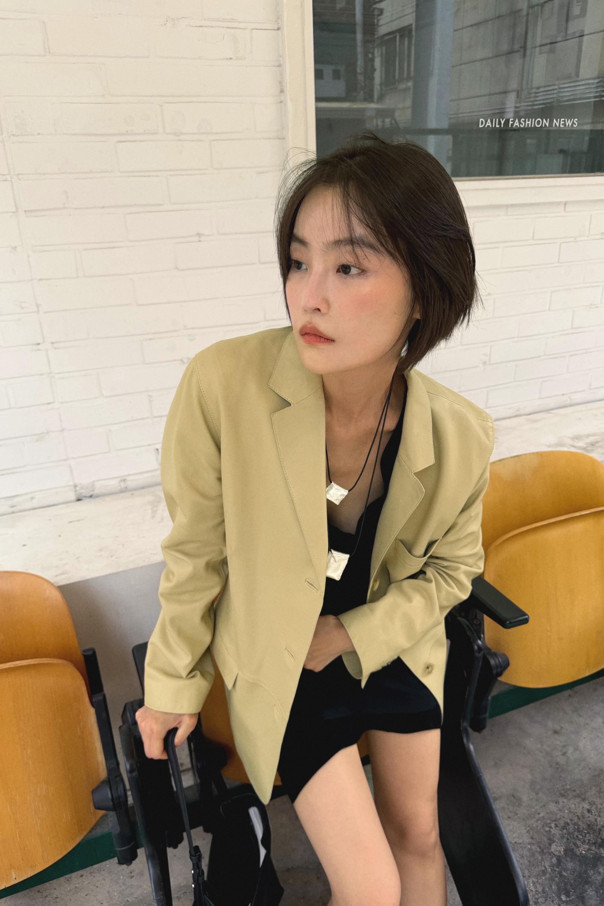 Nappa leather blazer — Vanilla