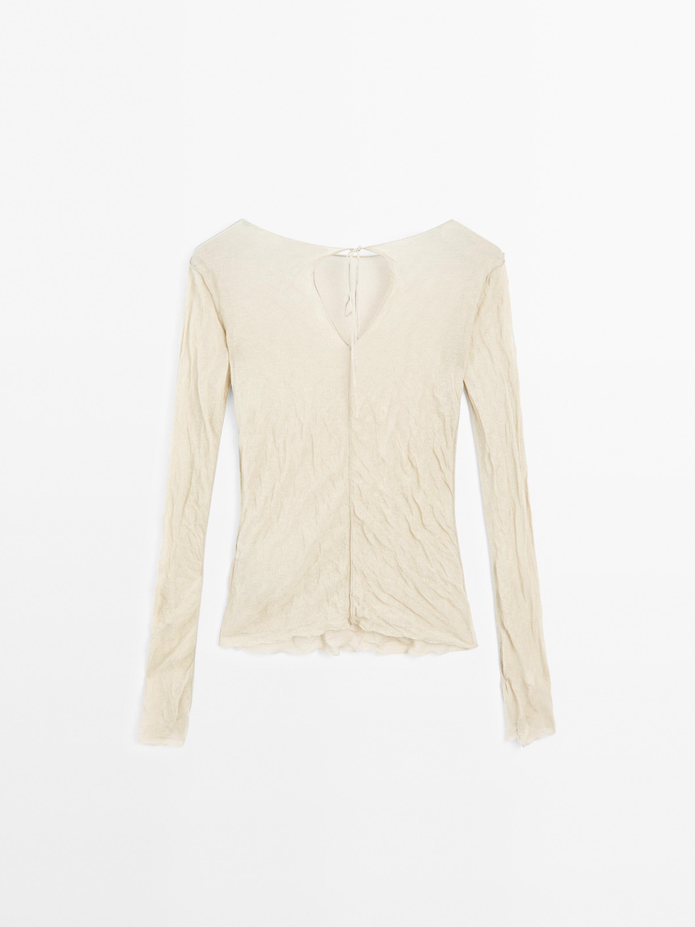 Creased-effect long sleeve T-shirt