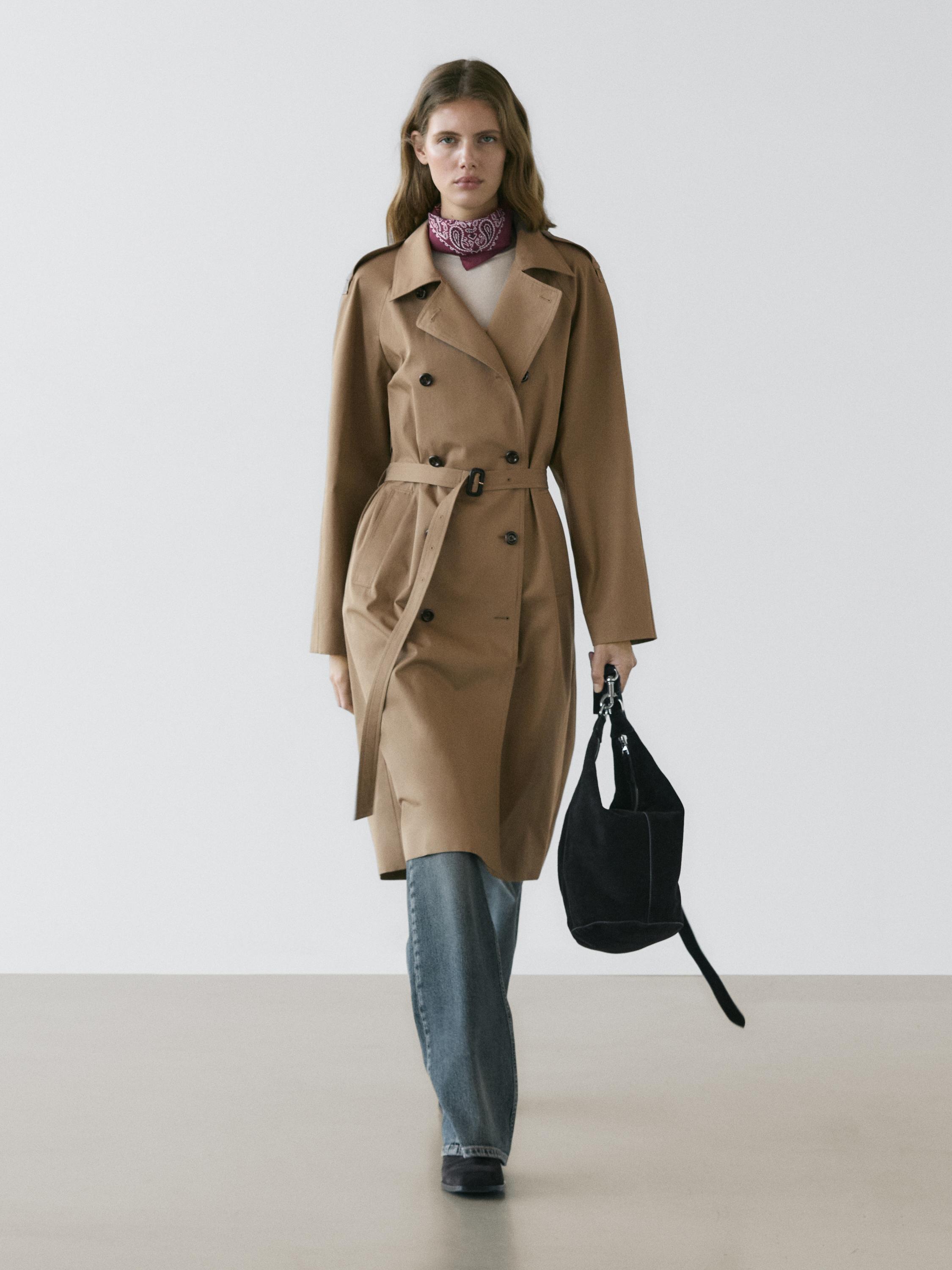 Gabardina trench 100% algodão