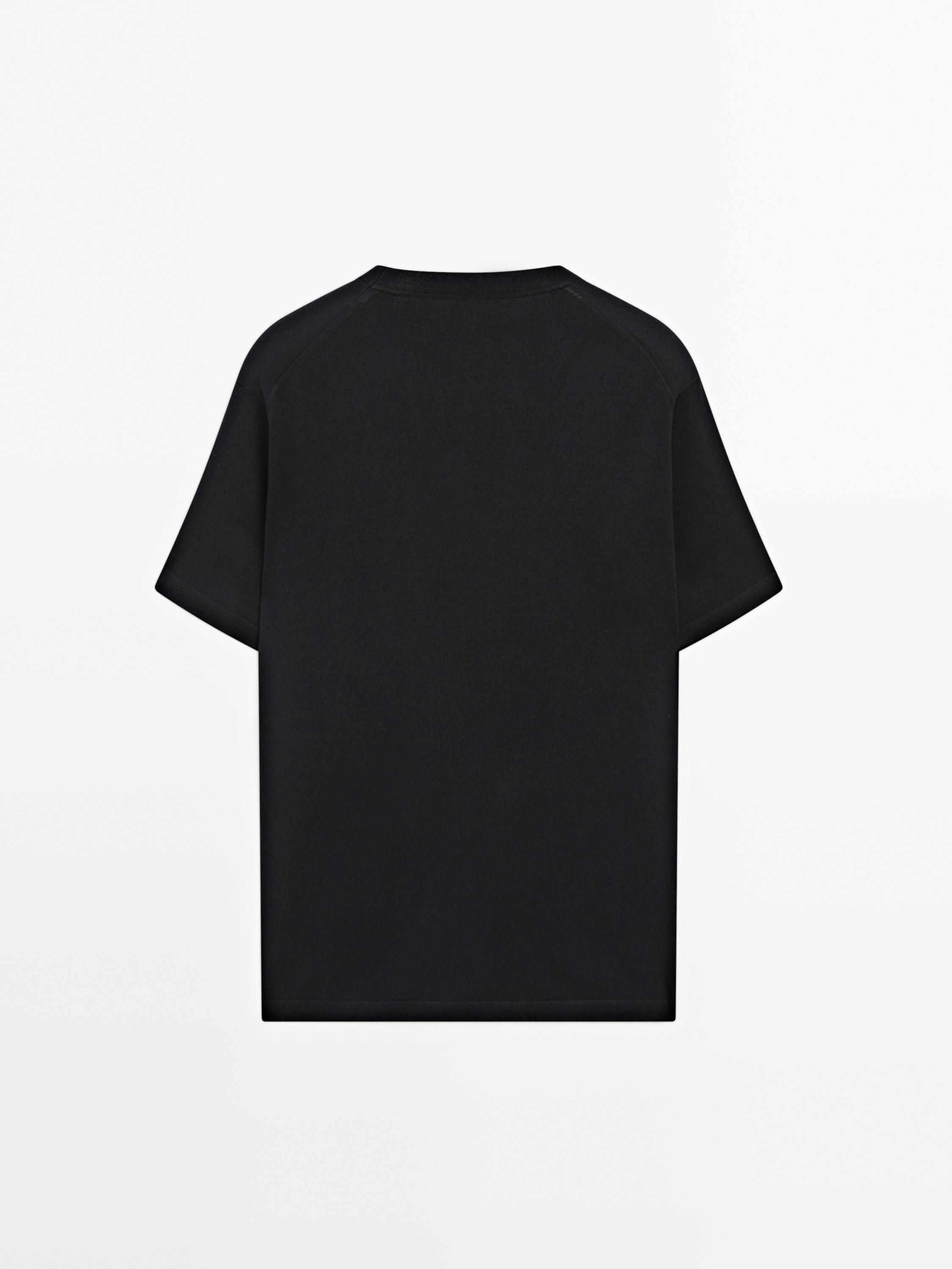 100% cotton short sleeve knit sweater — NAVY BLUE