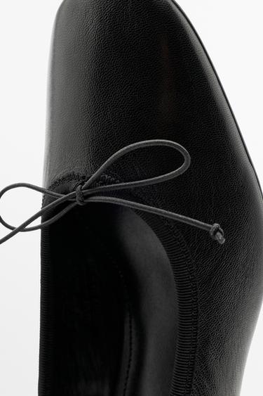 Leather heeled ballerina — BLACK 5