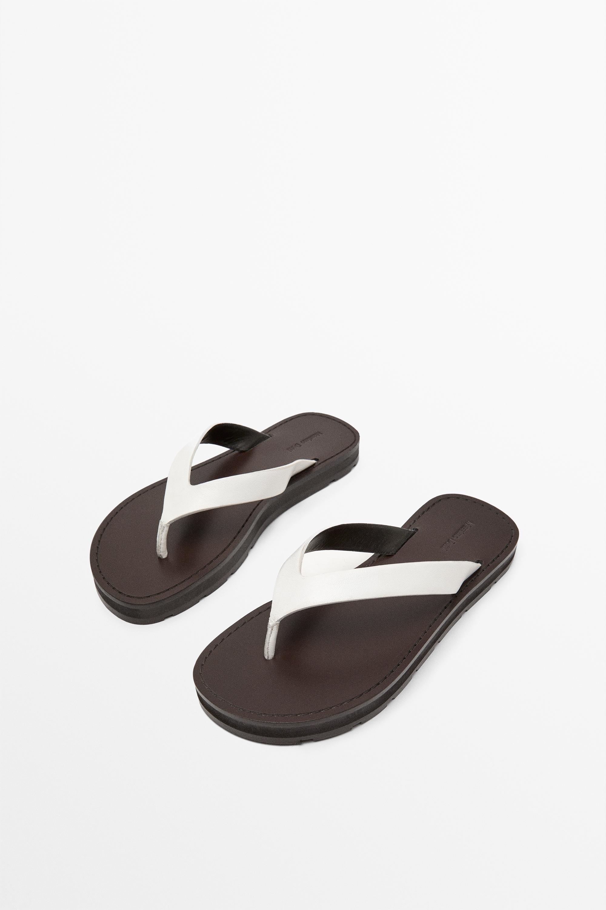 Leather toe divider sandals — WHITE