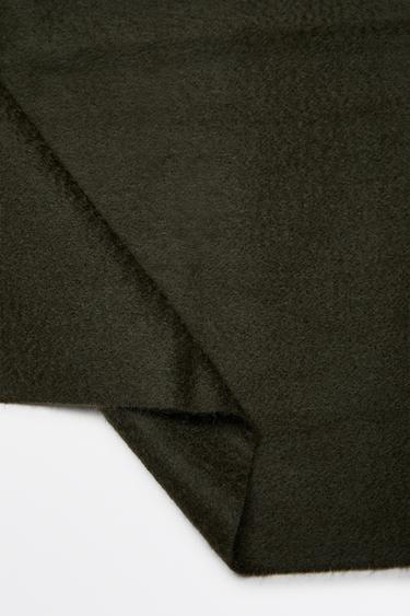 Wool blend scarf with fringing — KHAKI 5