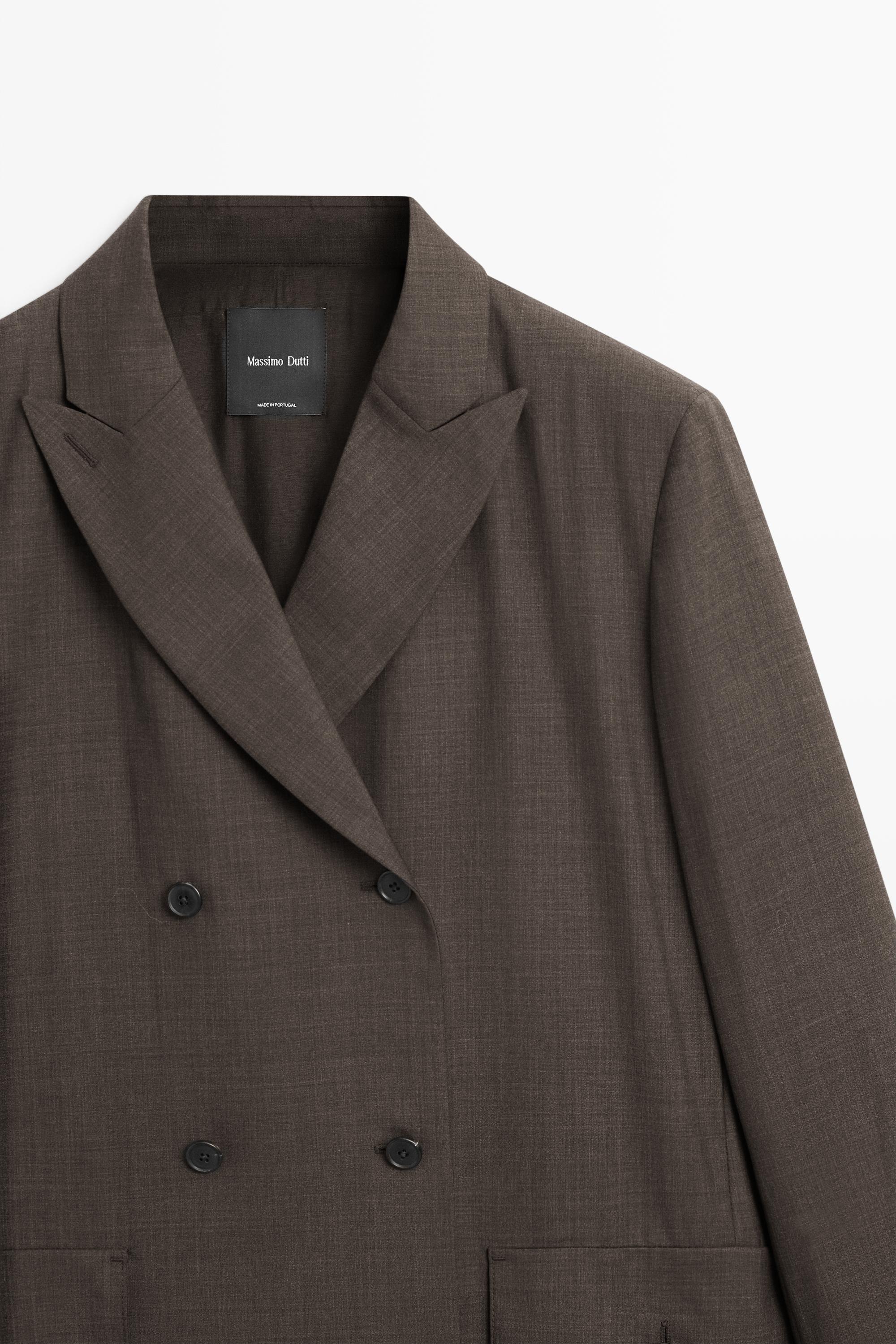 Double-breasted blazer with pocket detail — DARK GREY