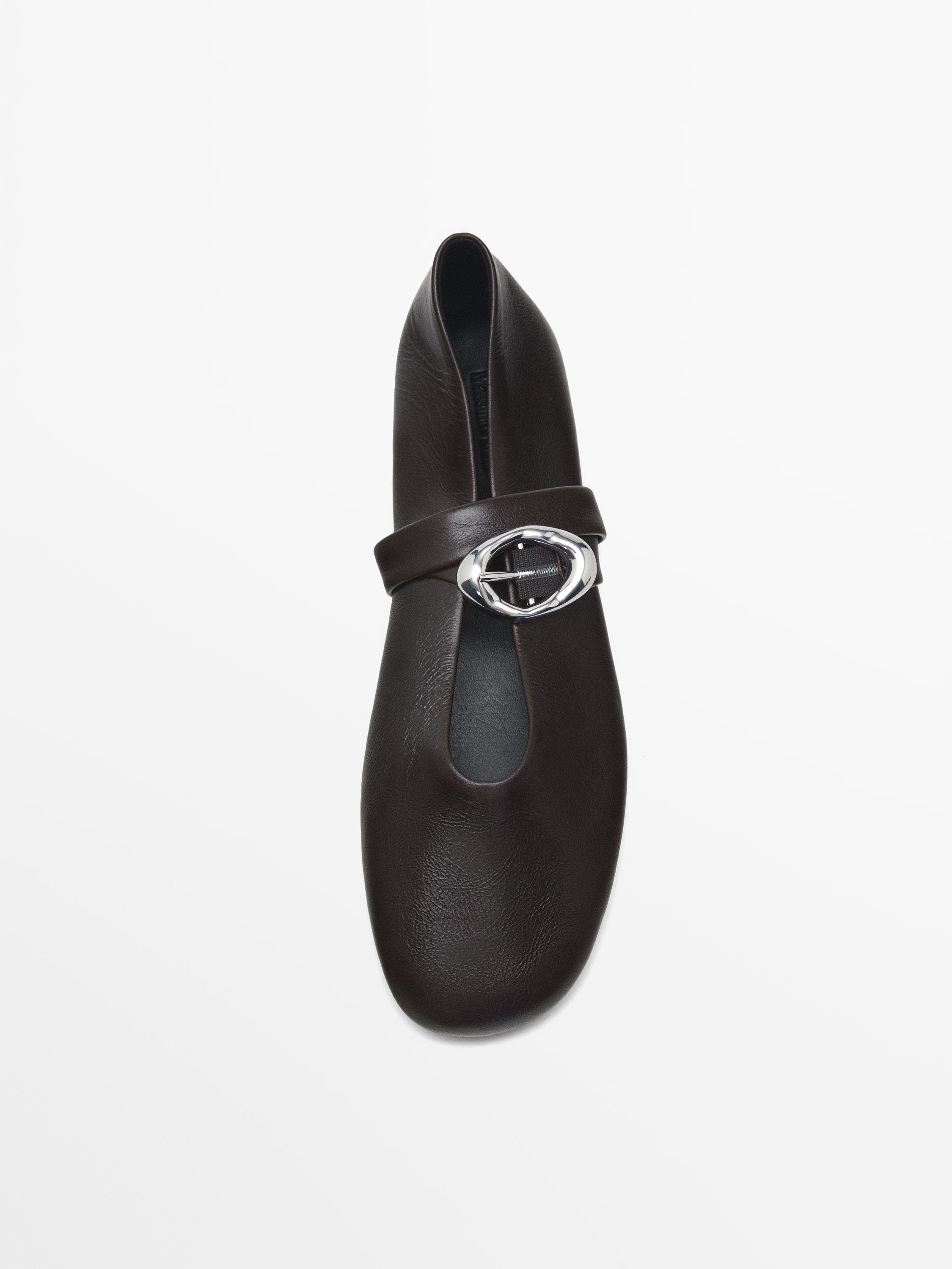スペイン♪Massimo Dutti★バックル付メタリックバレエフラット Massimo Dutti(マッシモドゥッティ) フラットシューズ