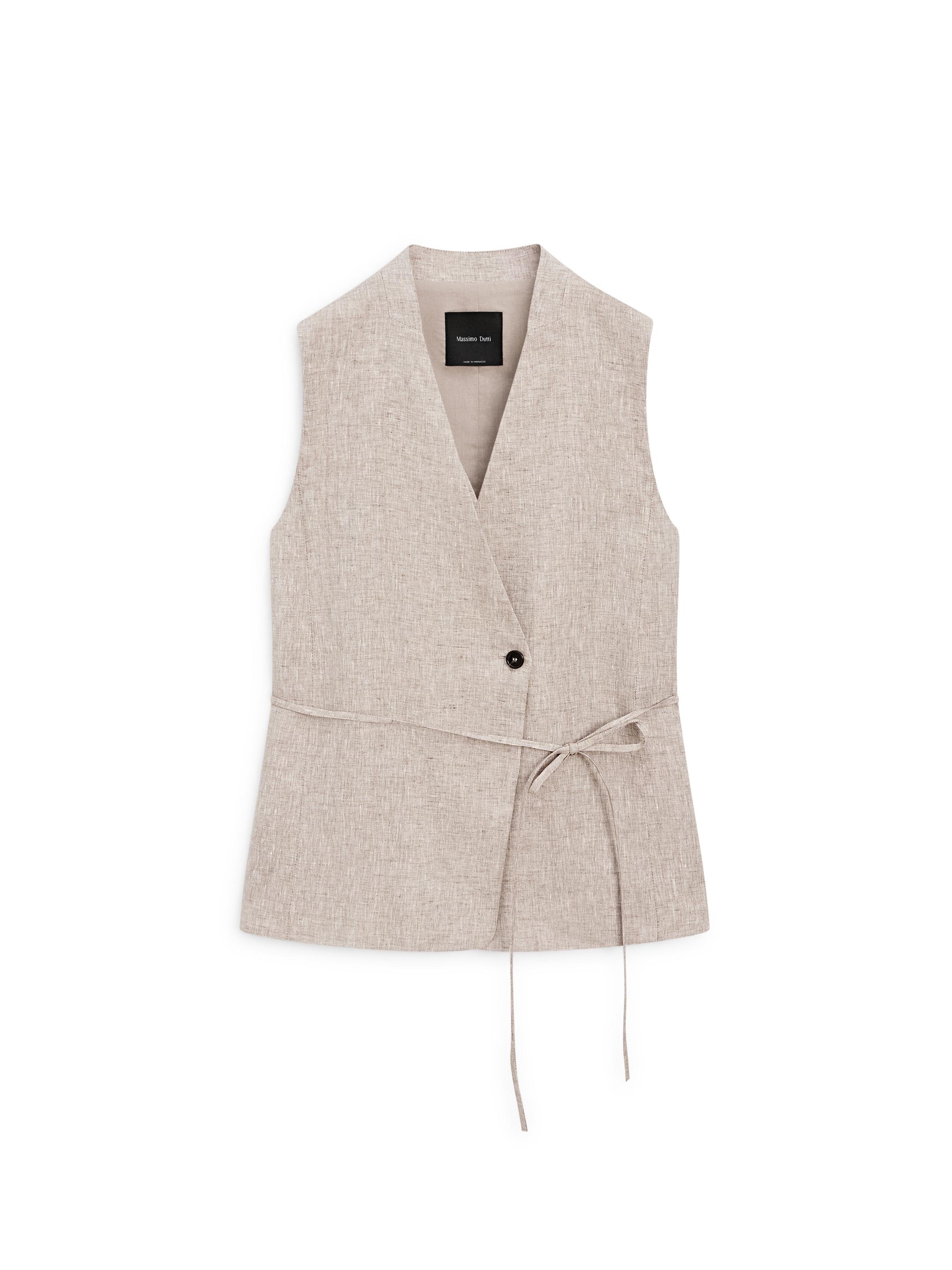Double-breasted suit waistcoat — BEIGE