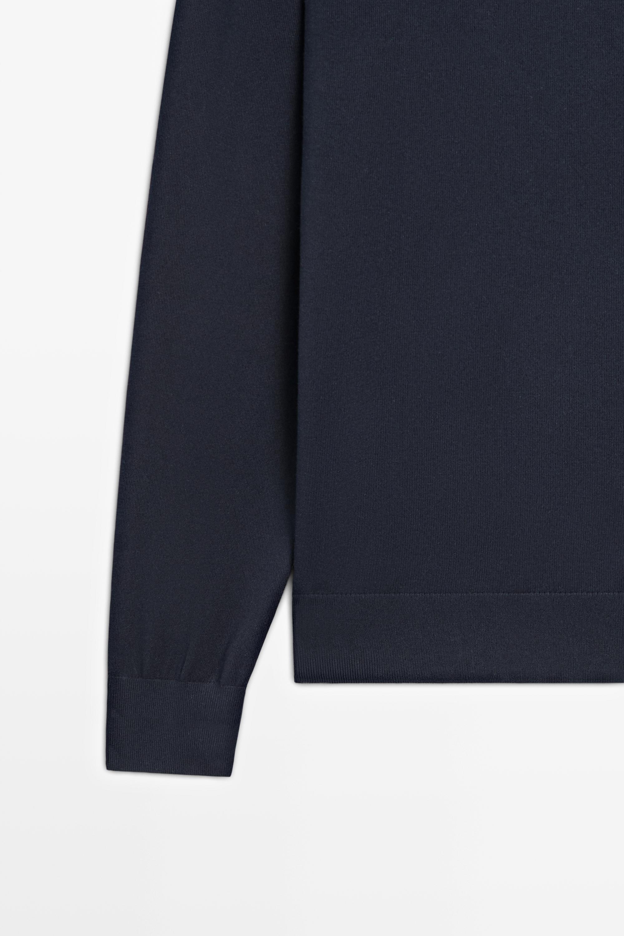 Knit 100% cotton crew neck sweater — NAVY BLUE