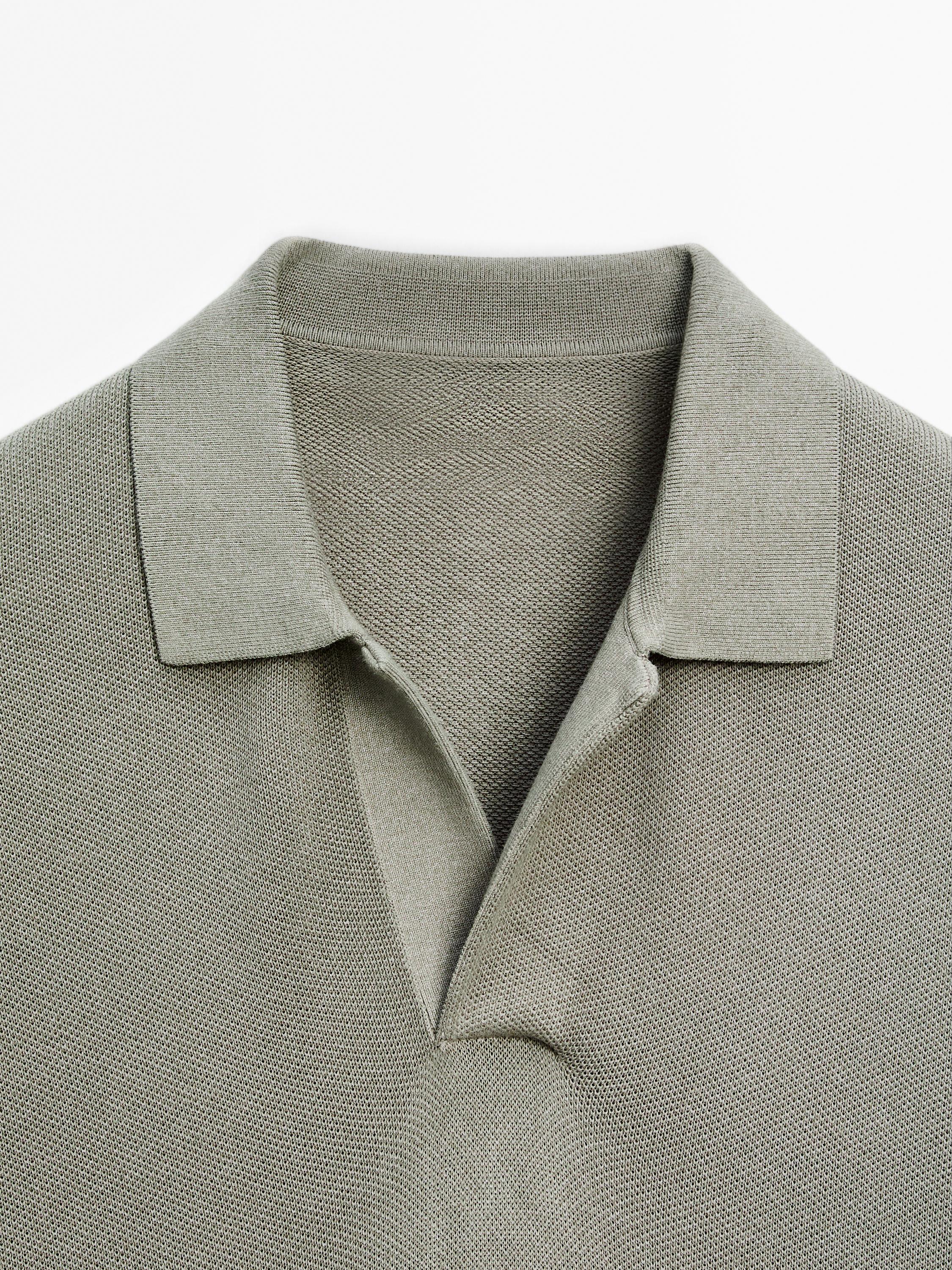 Knit V-neck polo shirt