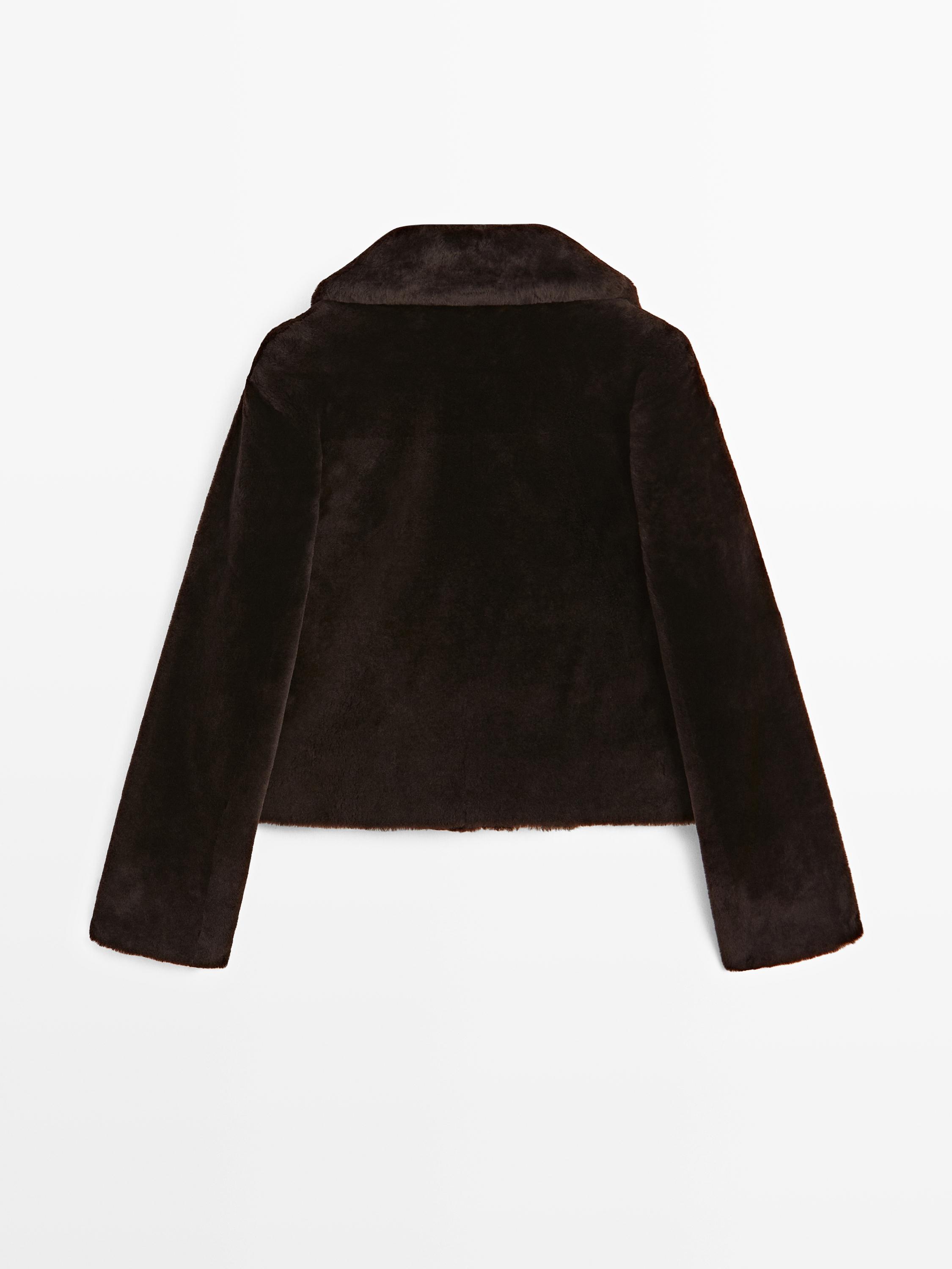 Short lambskin mouton jacket — BROWN