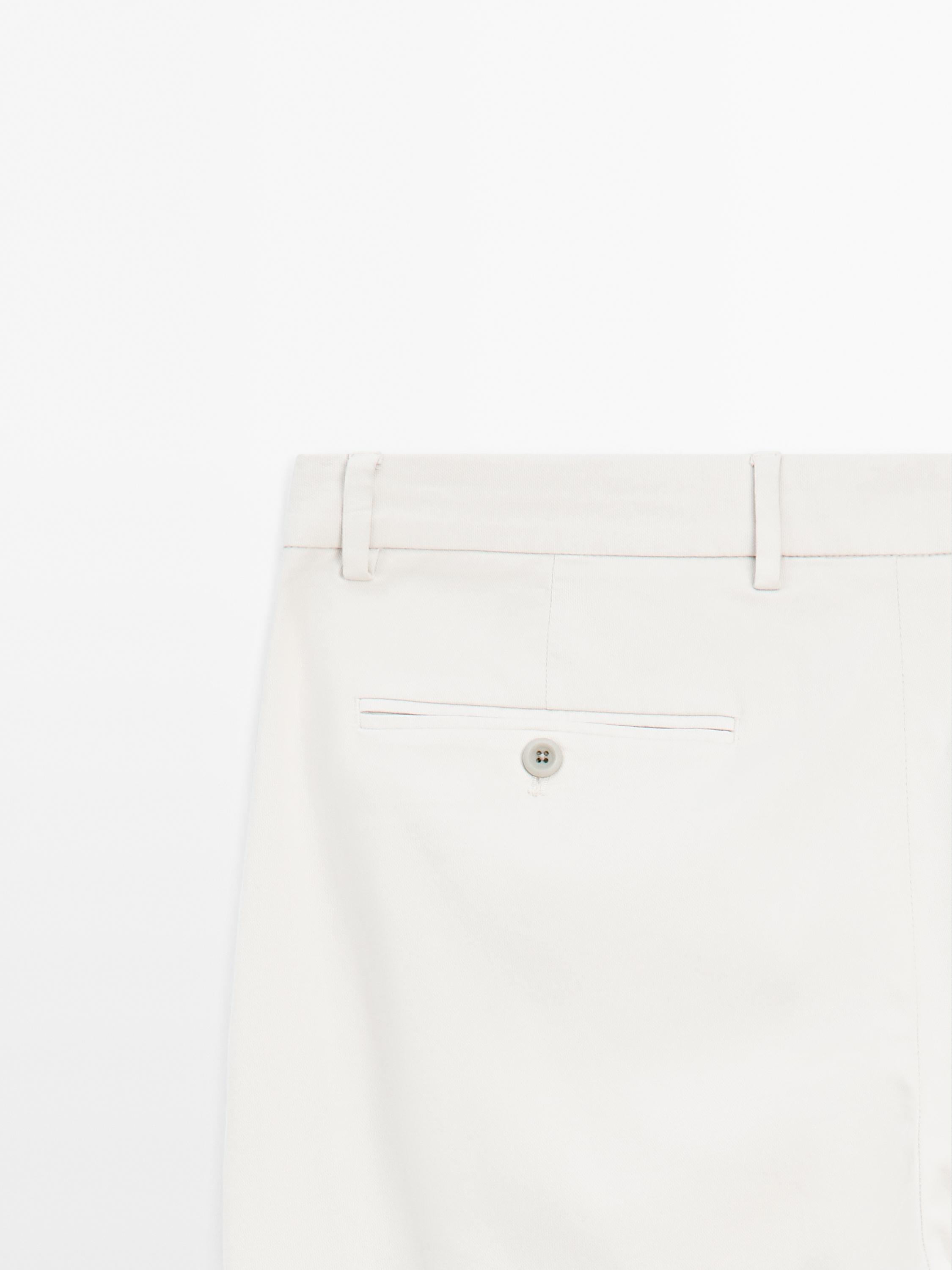 Slim fit cotton blend trousers