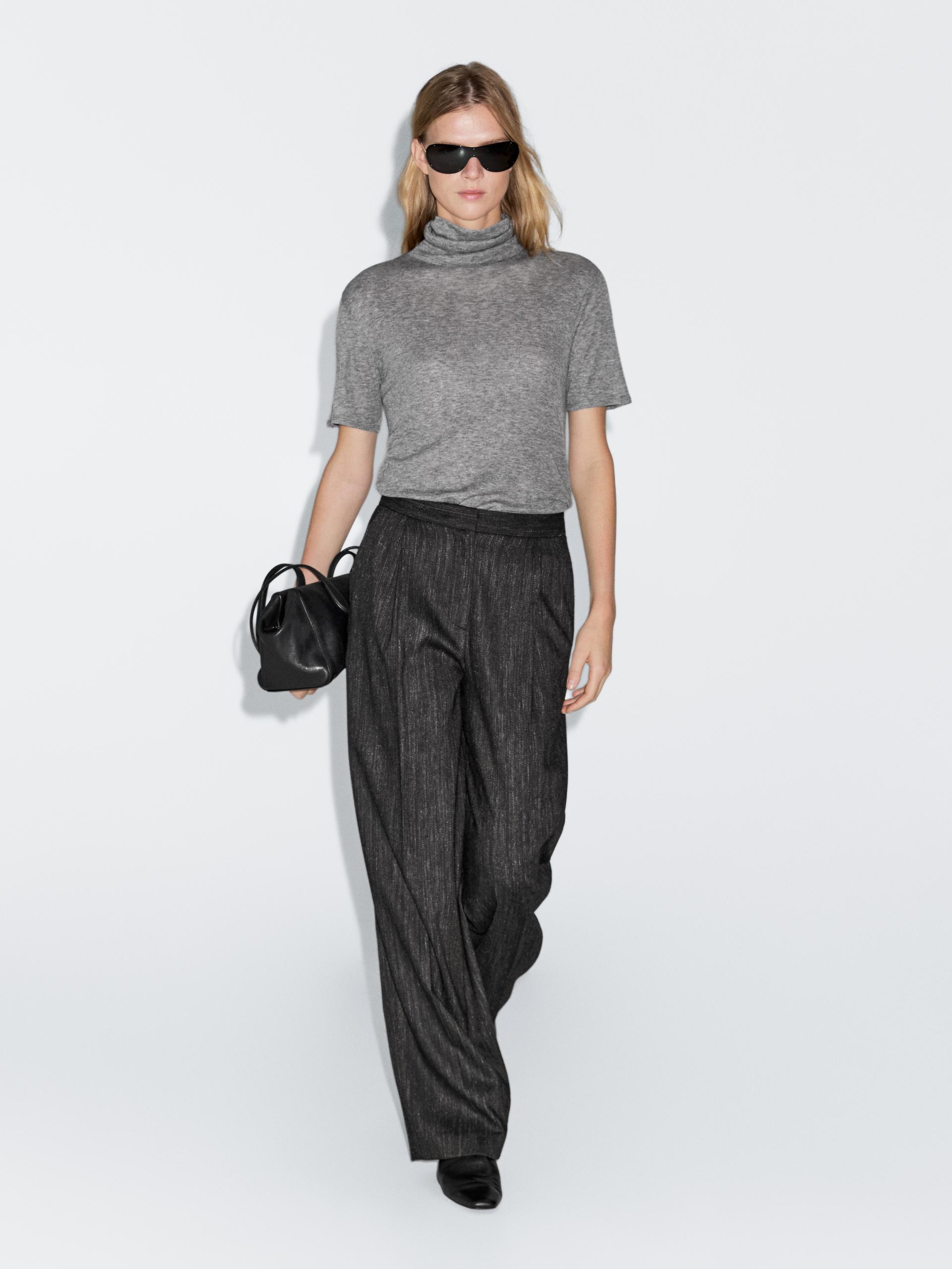 Pantaloni Con Pince Jaspé - Nero - 38 (It 42) - Massimo Dutti - Femminile