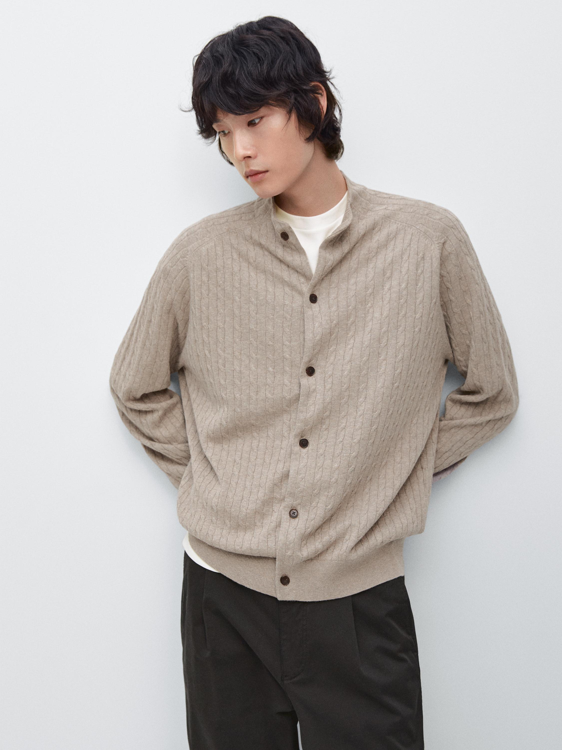 Knitted cardigan with button detail, cotton blend