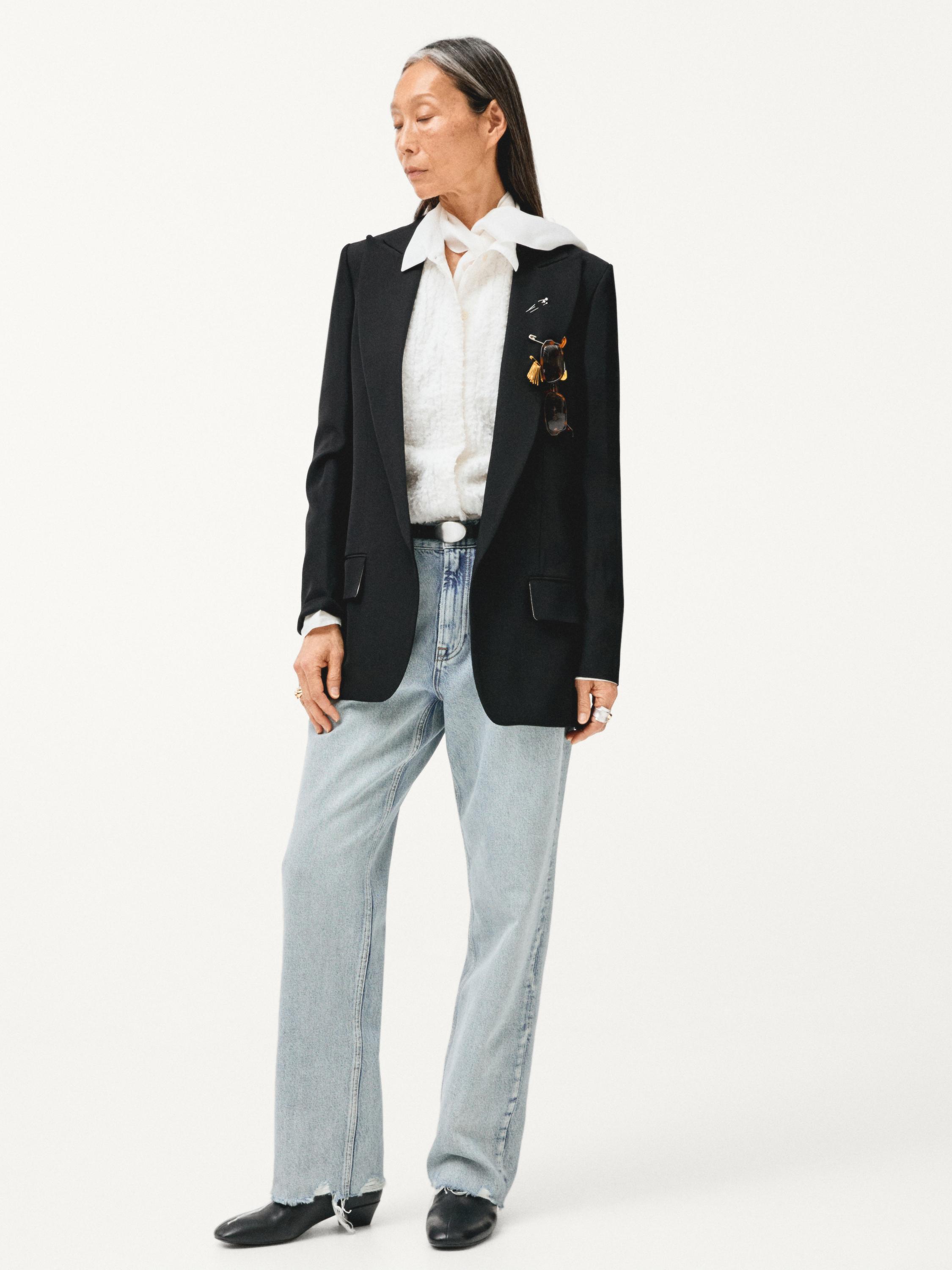 Straight-leg high-waist jeans — Light Blue