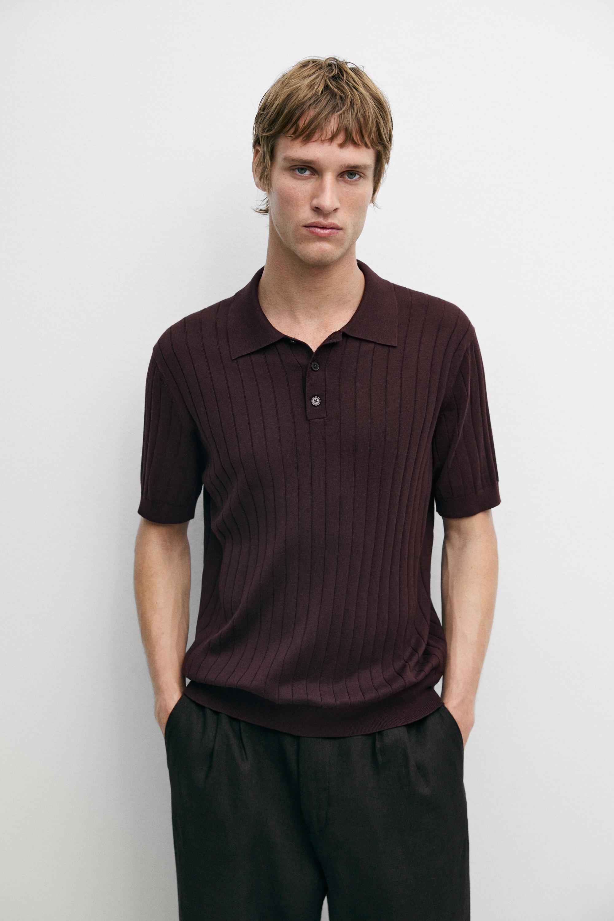 Polo en maille côtelée avec coton
