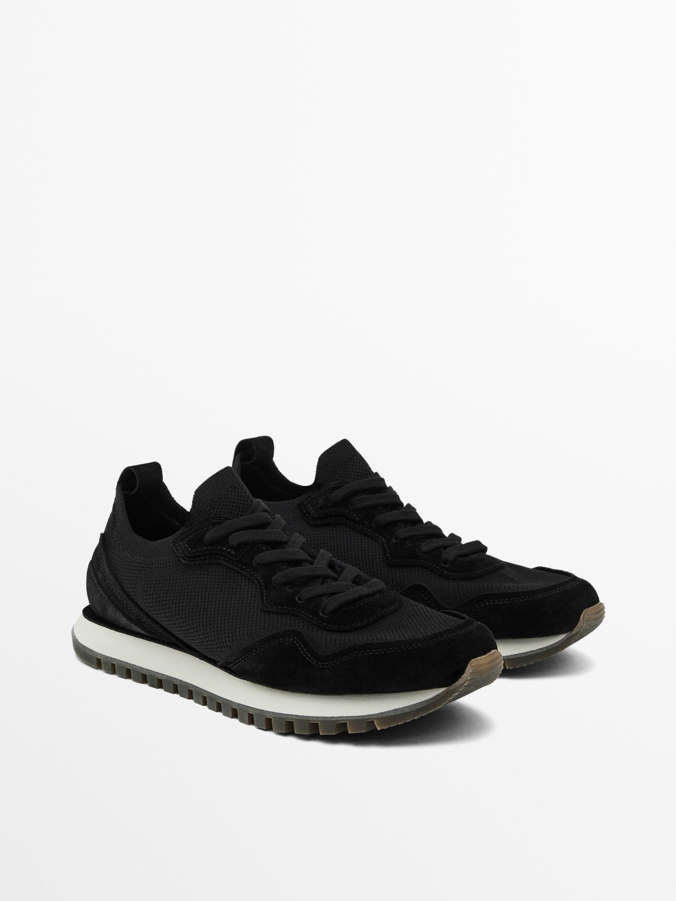 Split suede trainers