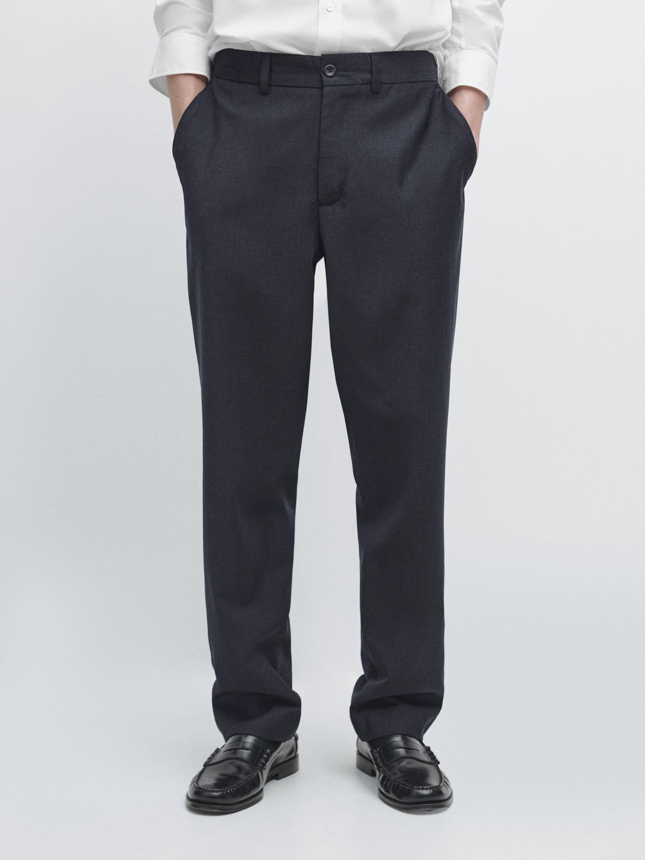 Wool houndstooth trousers — NAVY BLUE