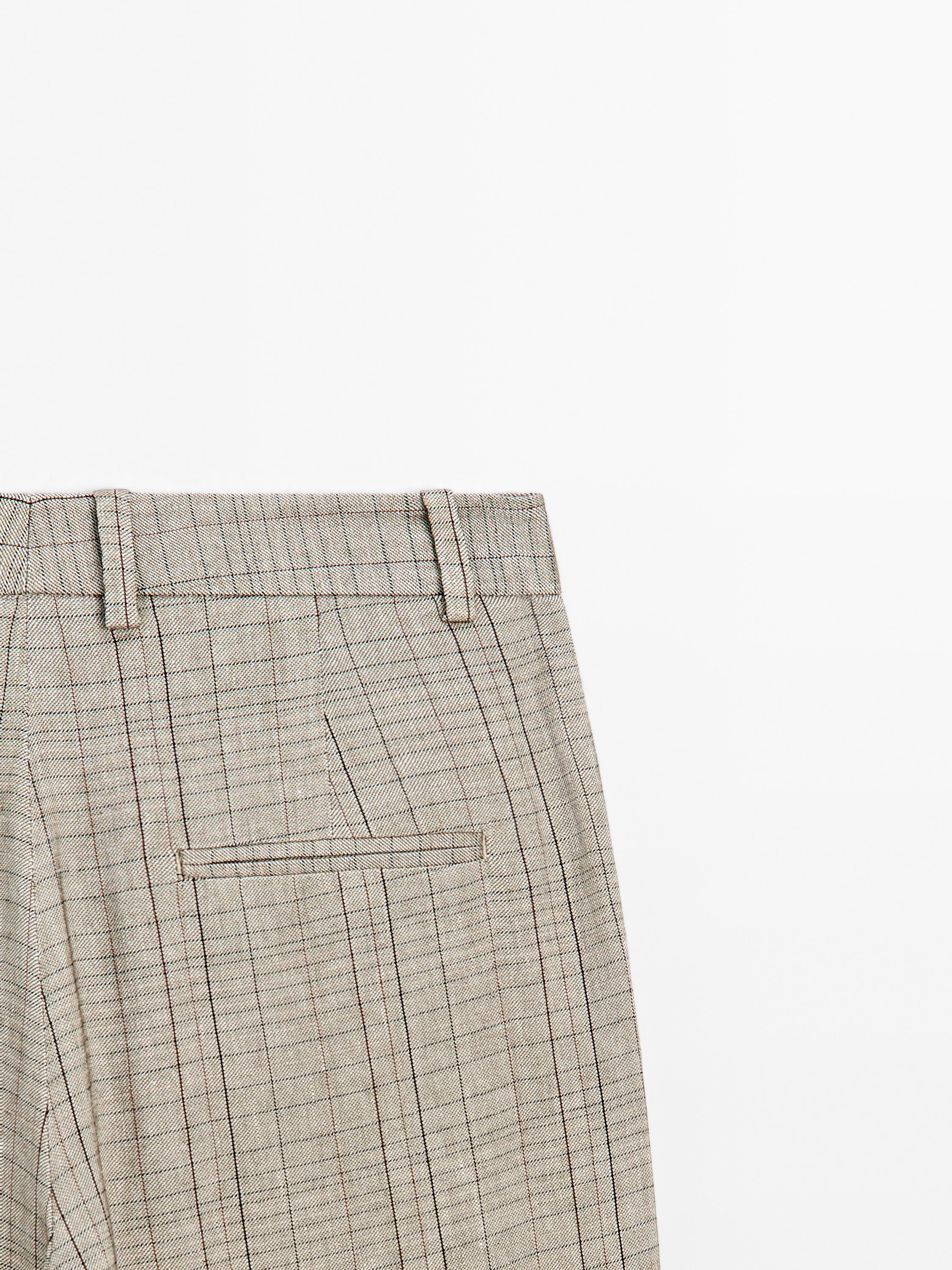 Check print suit trousers