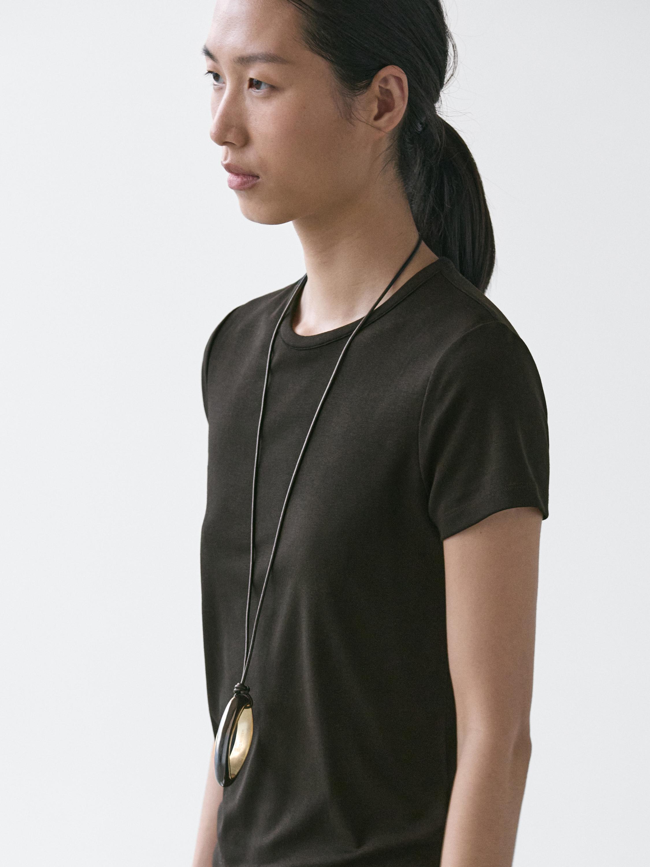 Lyocell blend short sleeve T-shirt — BLACK
