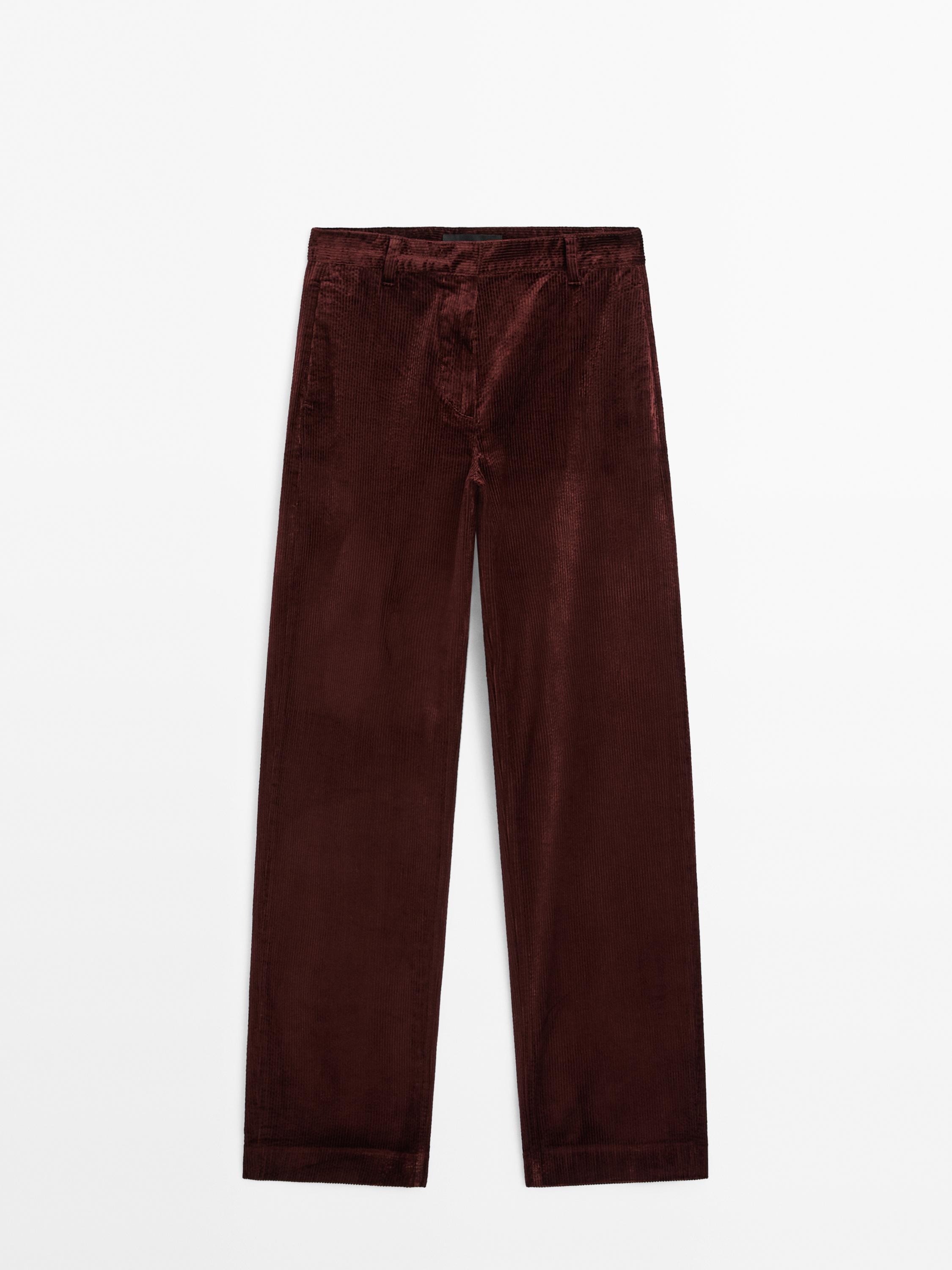 Pantalon en velours côtelé relaxed fit taille haute