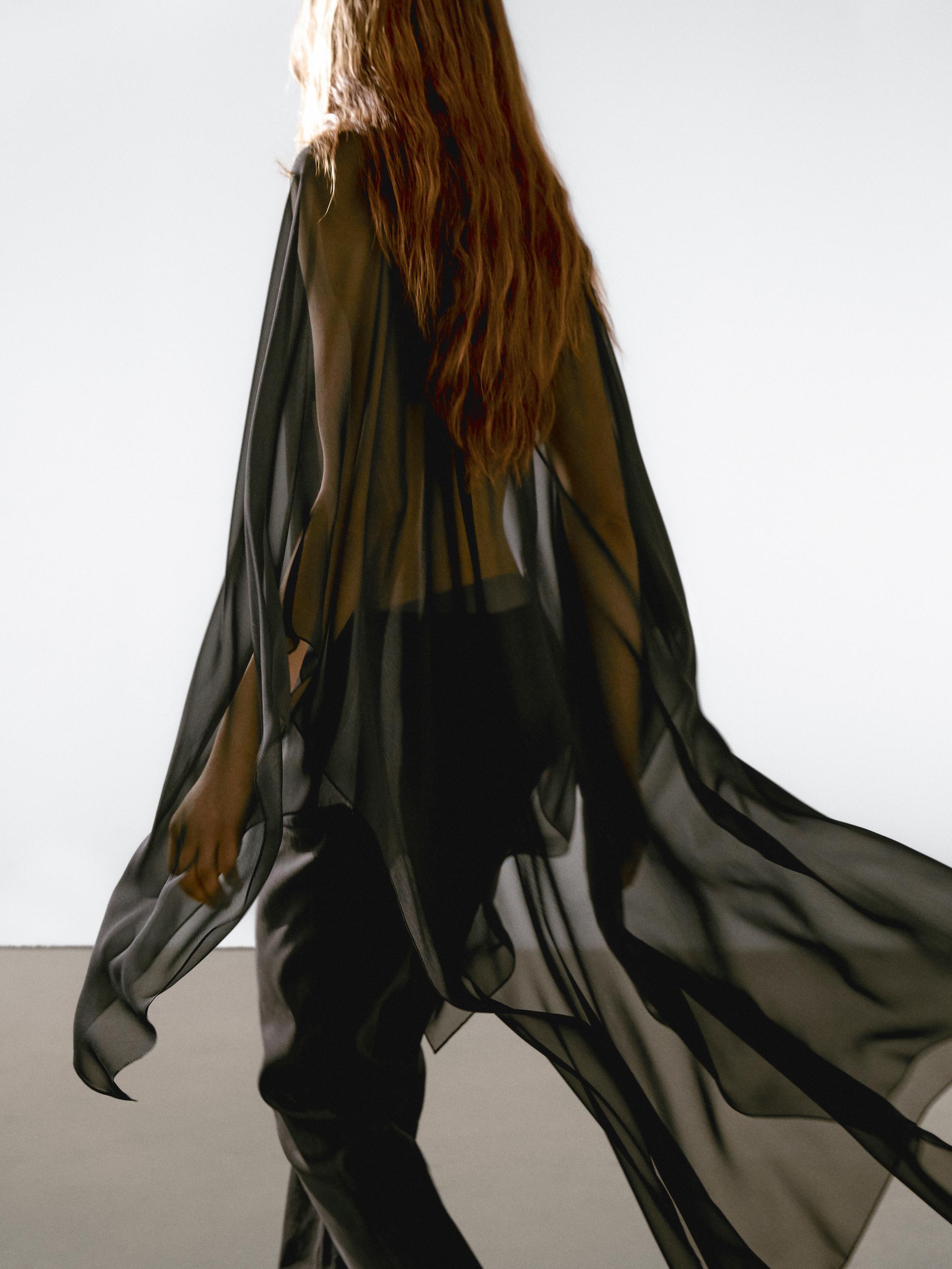 Flowing 100% mulberry silk cape